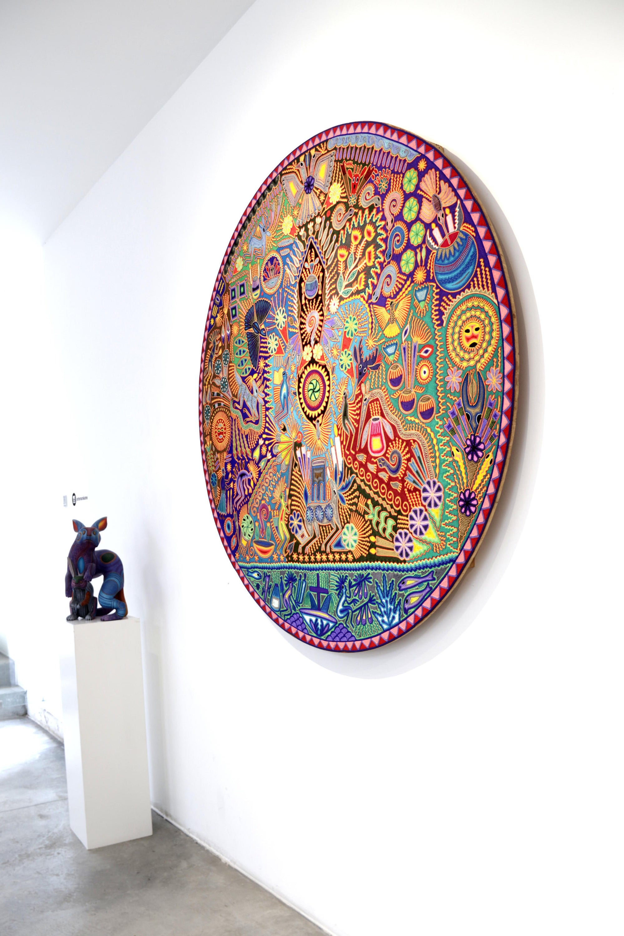 Nierika de Estambre Círculo Huichol - Hikuri - Peyote central - 160 cm. - 2025