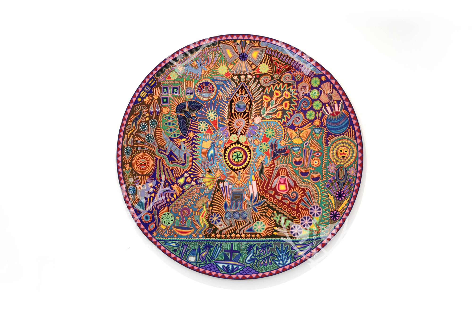 Nierika de Estambre Círculo Huichol - Hikuri - Peyote central - 160 cm. - 2025