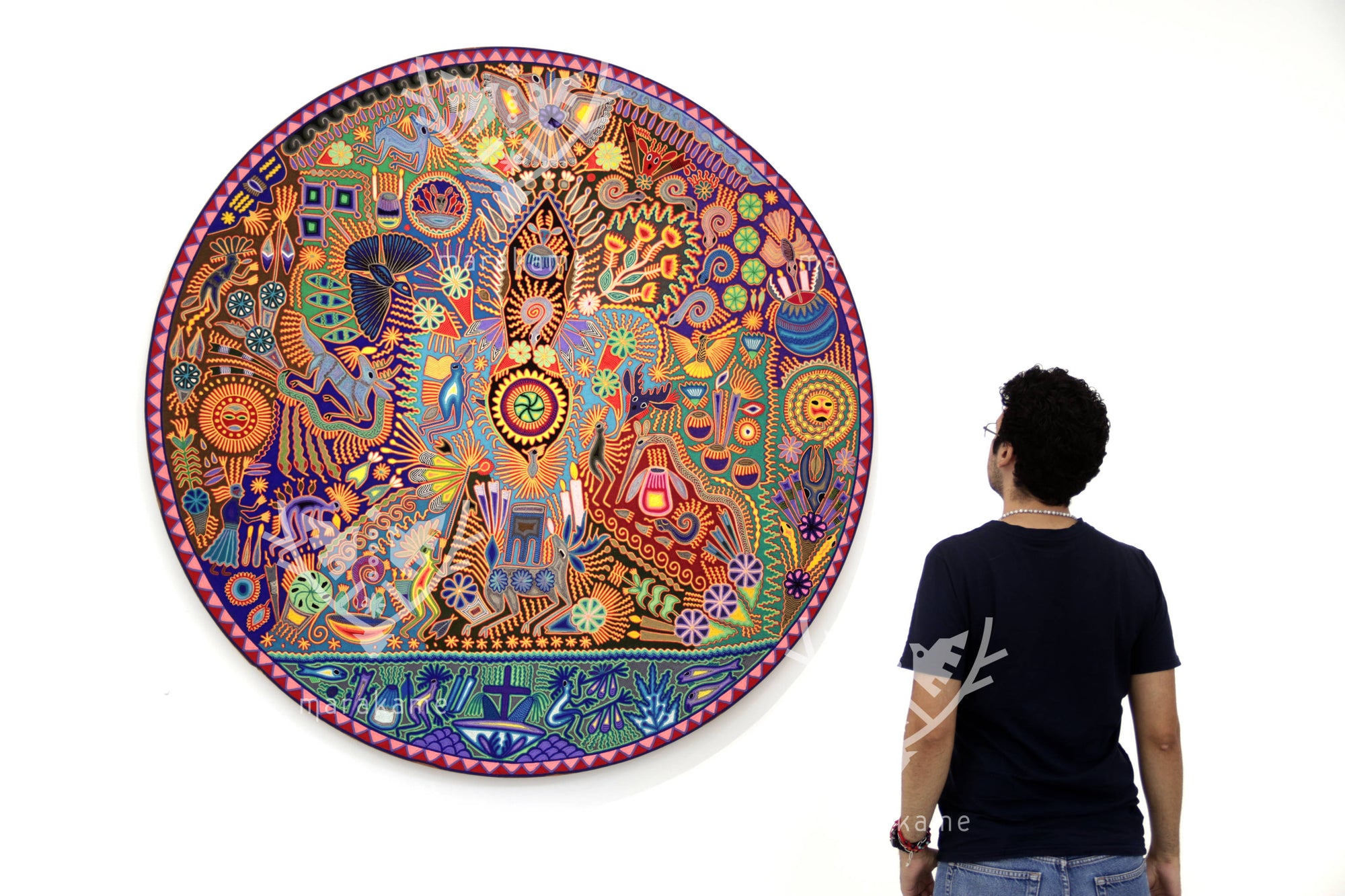 Nierika de Estambre Círculo Huichol - Hikuri - Peyote central - 160 cm. - 2025