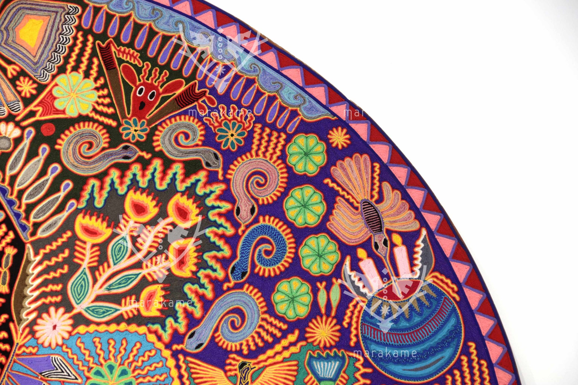 Nierika de Estambre Círculo Huichol - Hikuri - Peyote central - 160 cm. - 2025