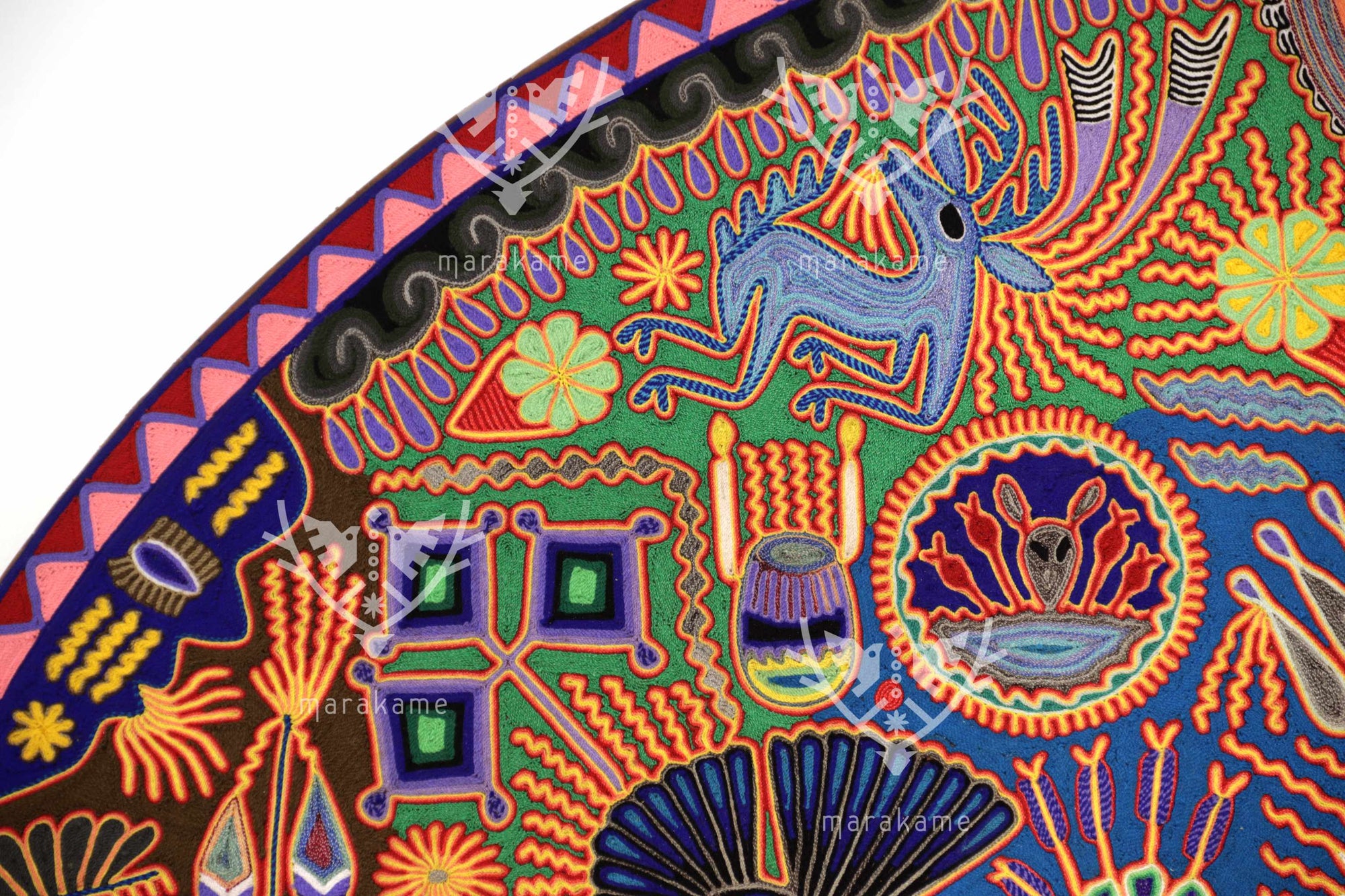 Nierika de Estambre Círculo Huichol - Hikuri - Peyote central - 160 cm. - 2025