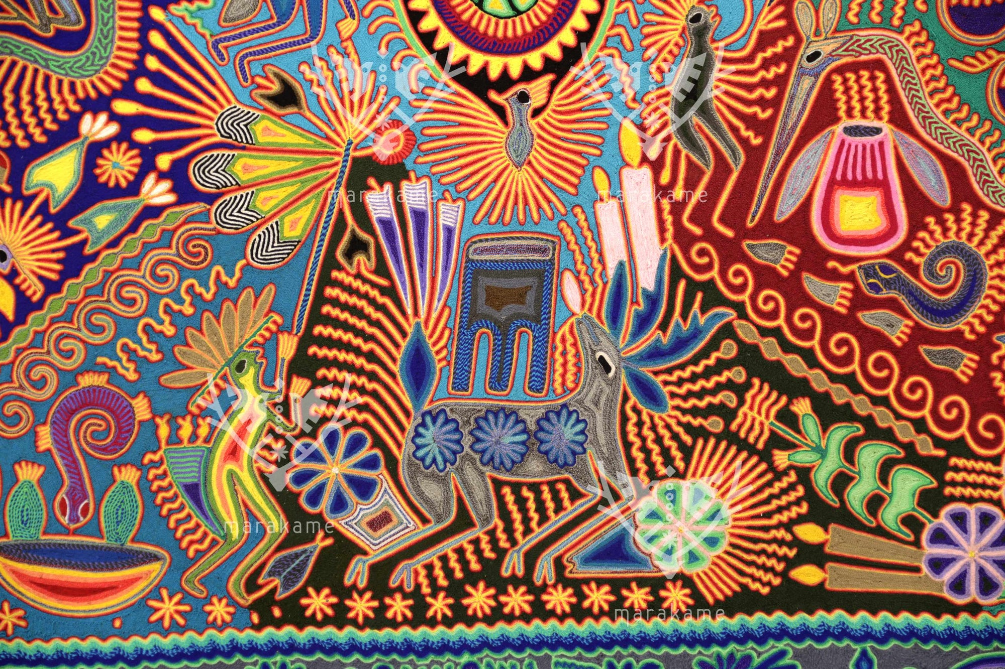 Nierika de Estambre Círculo Huichol - Hikuri - Peyote central - 160 cm. - 2025