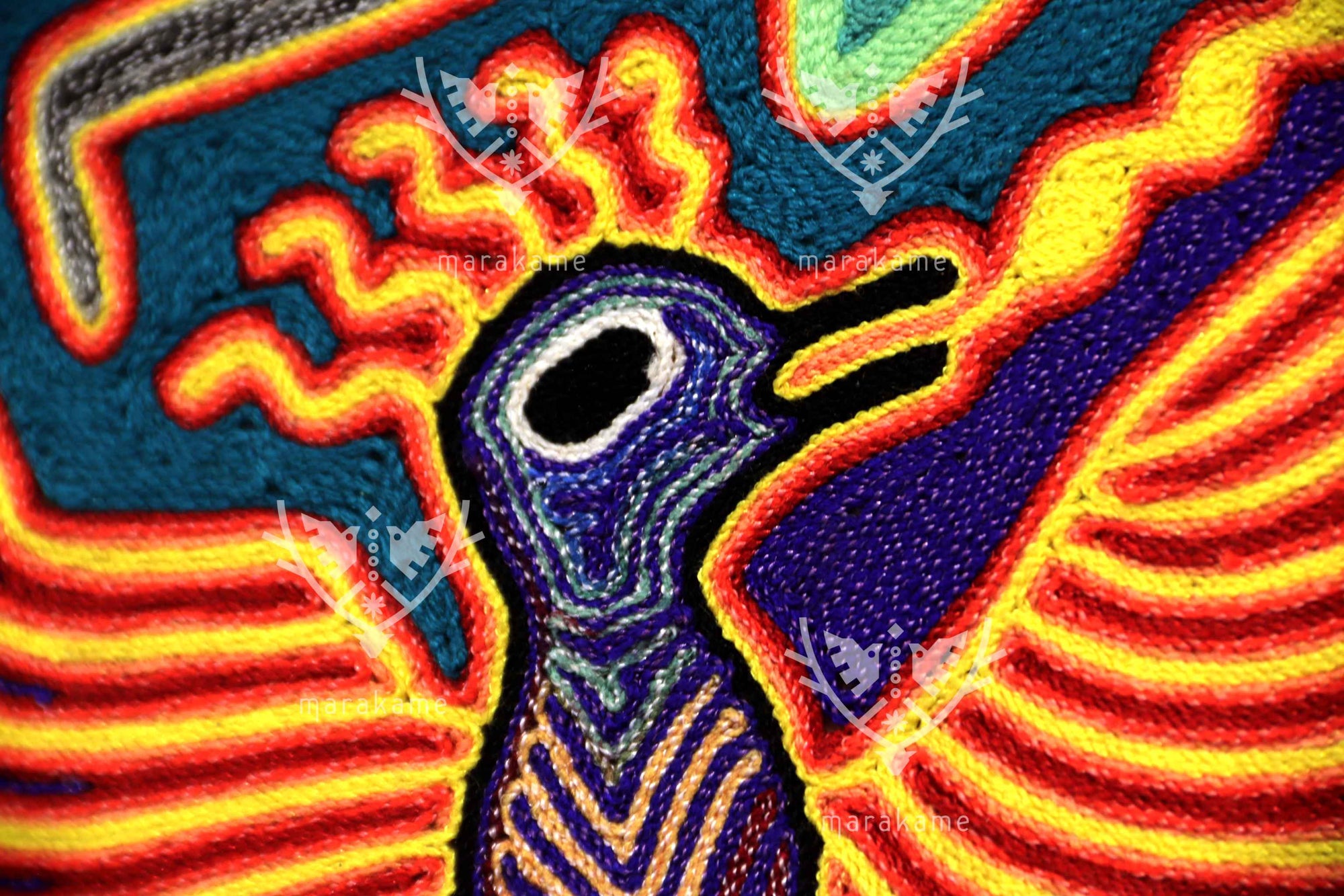 Nierika de Estambre Círculo Huichol - Wexik+a - Águila solar - 160 cm. - 2025