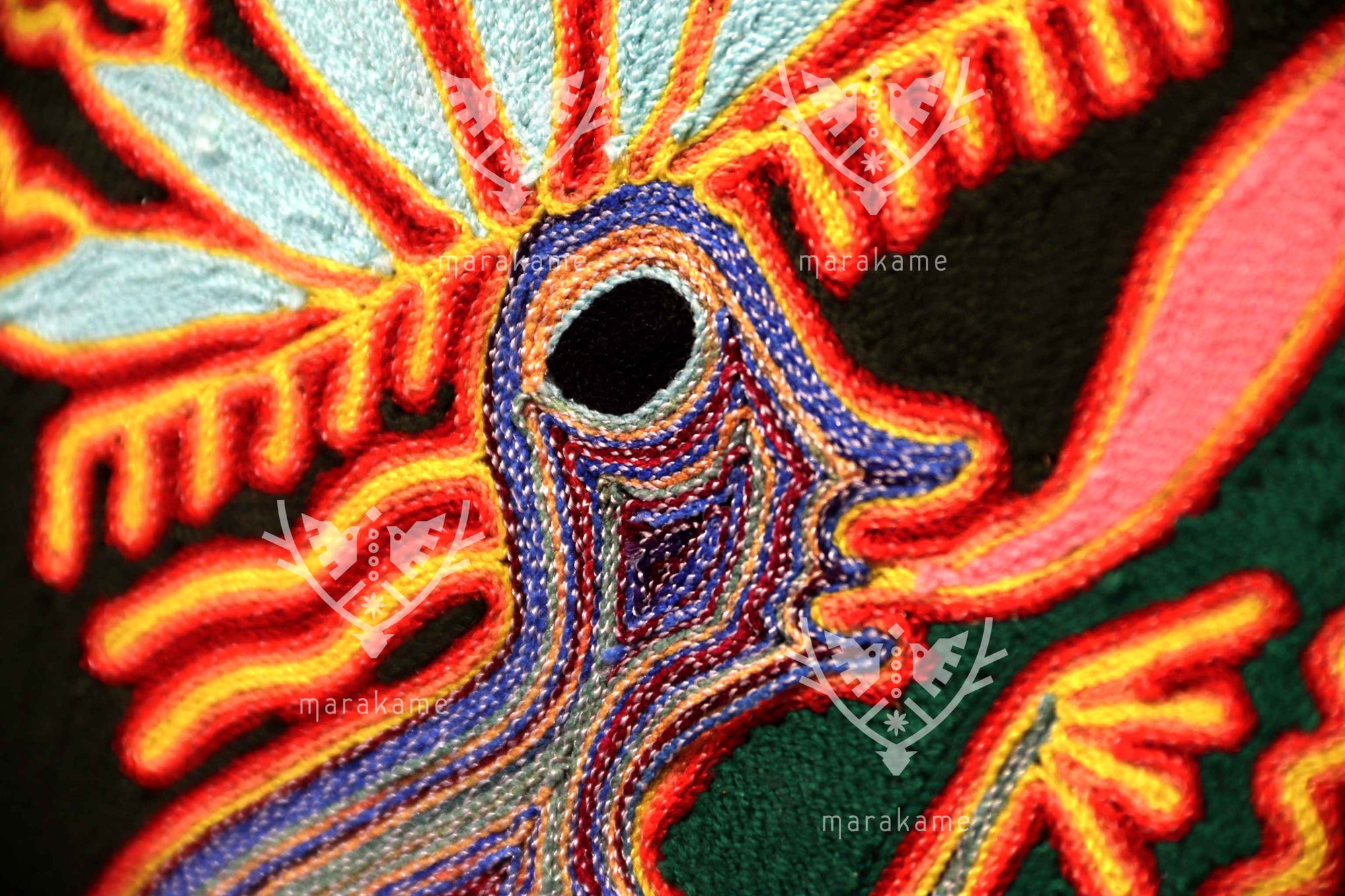 Nierika de Estambre Círculo Huichol - Wexik+a - Águila solar - 160 cm. - 2025