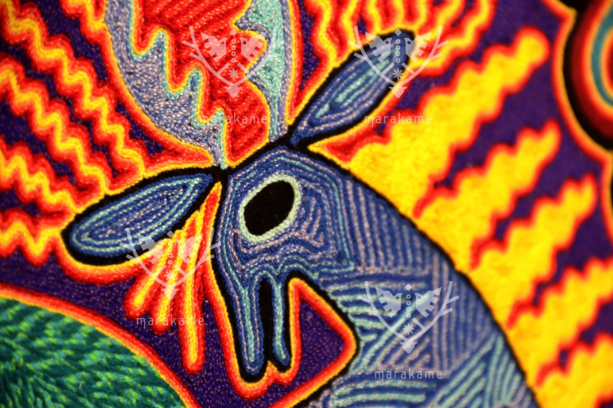 Nierika de Estambre Círculo Huichol - Wexik+a - Águila solar - 160 cm. - 2025
