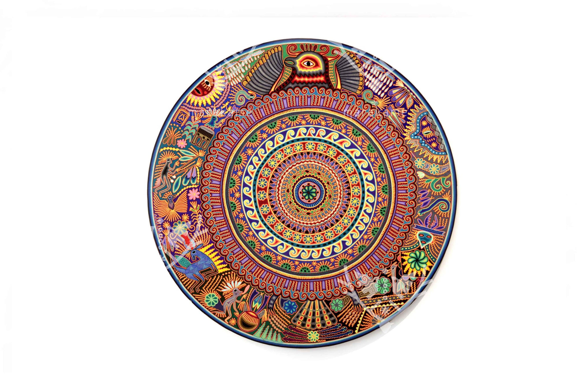 Nierika de Estambre Círculo Huichol - Wexik+a - Águila solar - 160 cm. - 2025