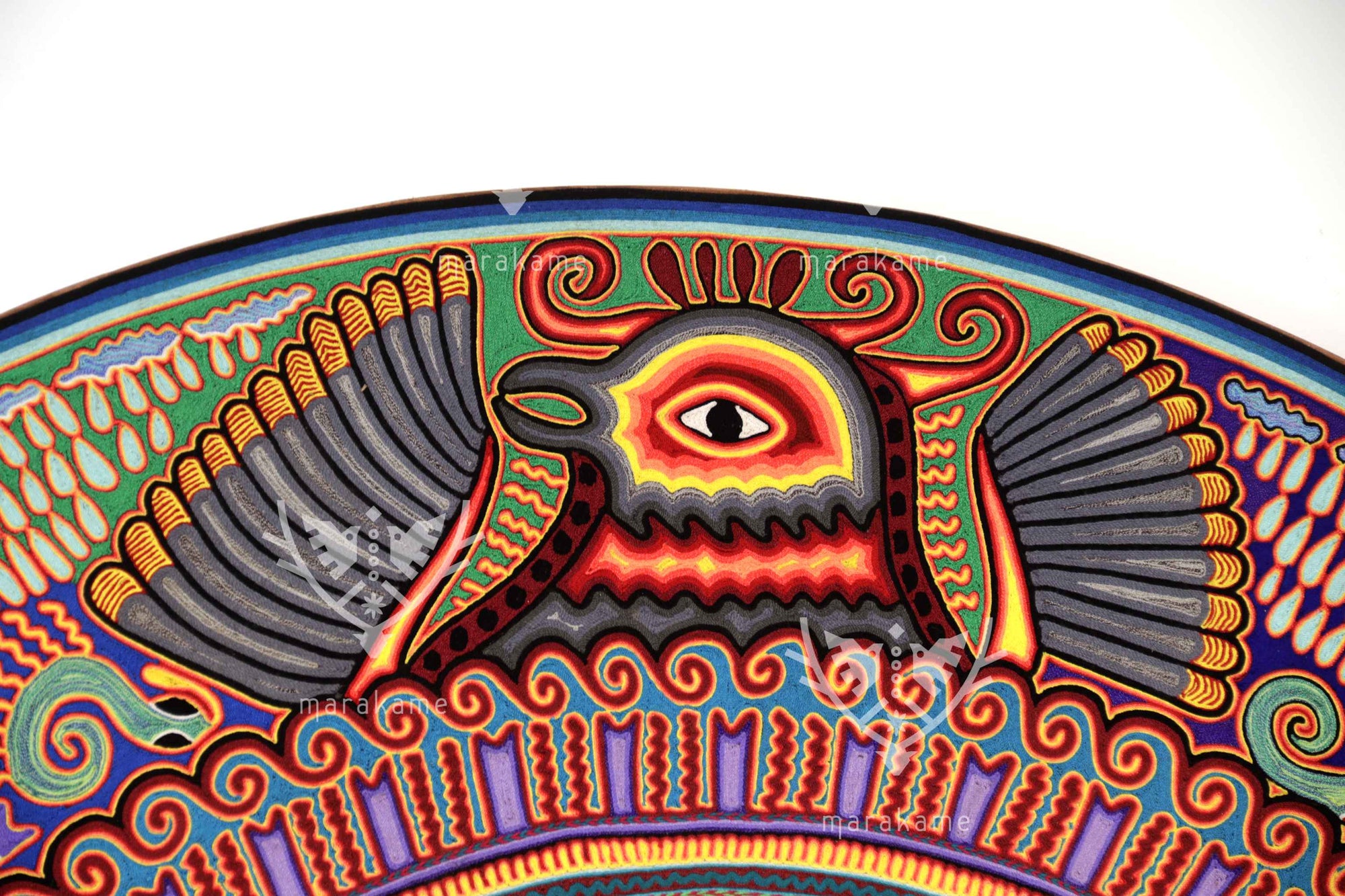 Nierika de Estambre Círculo Huichol - Wexik+a - Águila solar - 160 cm. - 2025