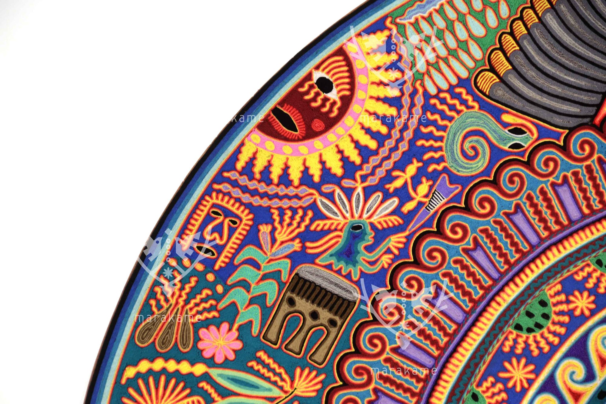 Nierika de Estambre Círculo Huichol - Wexik+a - Águila solar - 160 cm. - 2025