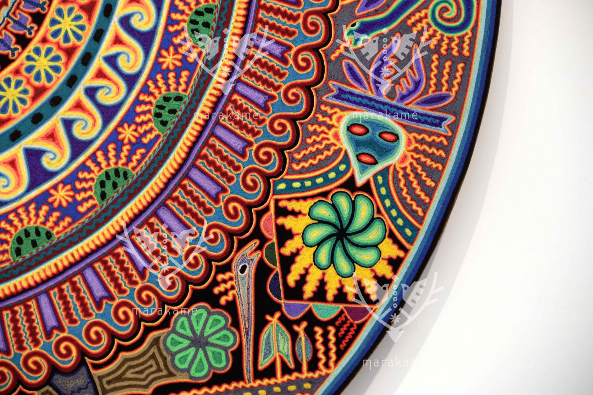 Nierika de Estambre Círculo Huichol - Wexik+a - Águila solar - 160 cm. - 2025