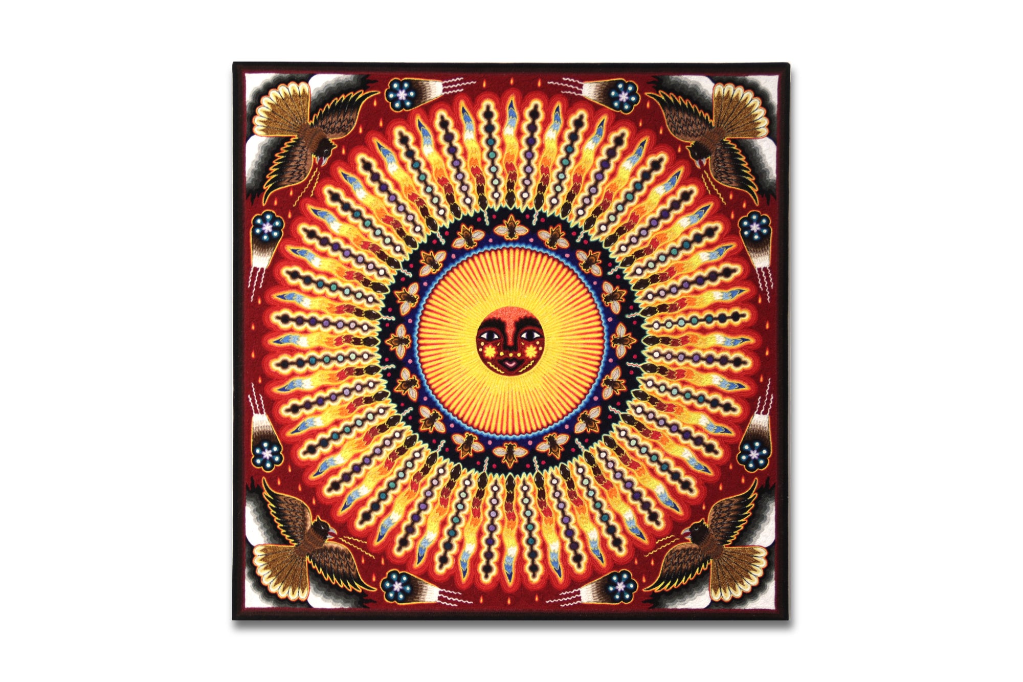 Nierika de Estambre fino Cuadro Huichol - Tatéi werika wimari - Nuestra madre águila real - 60 cm.
