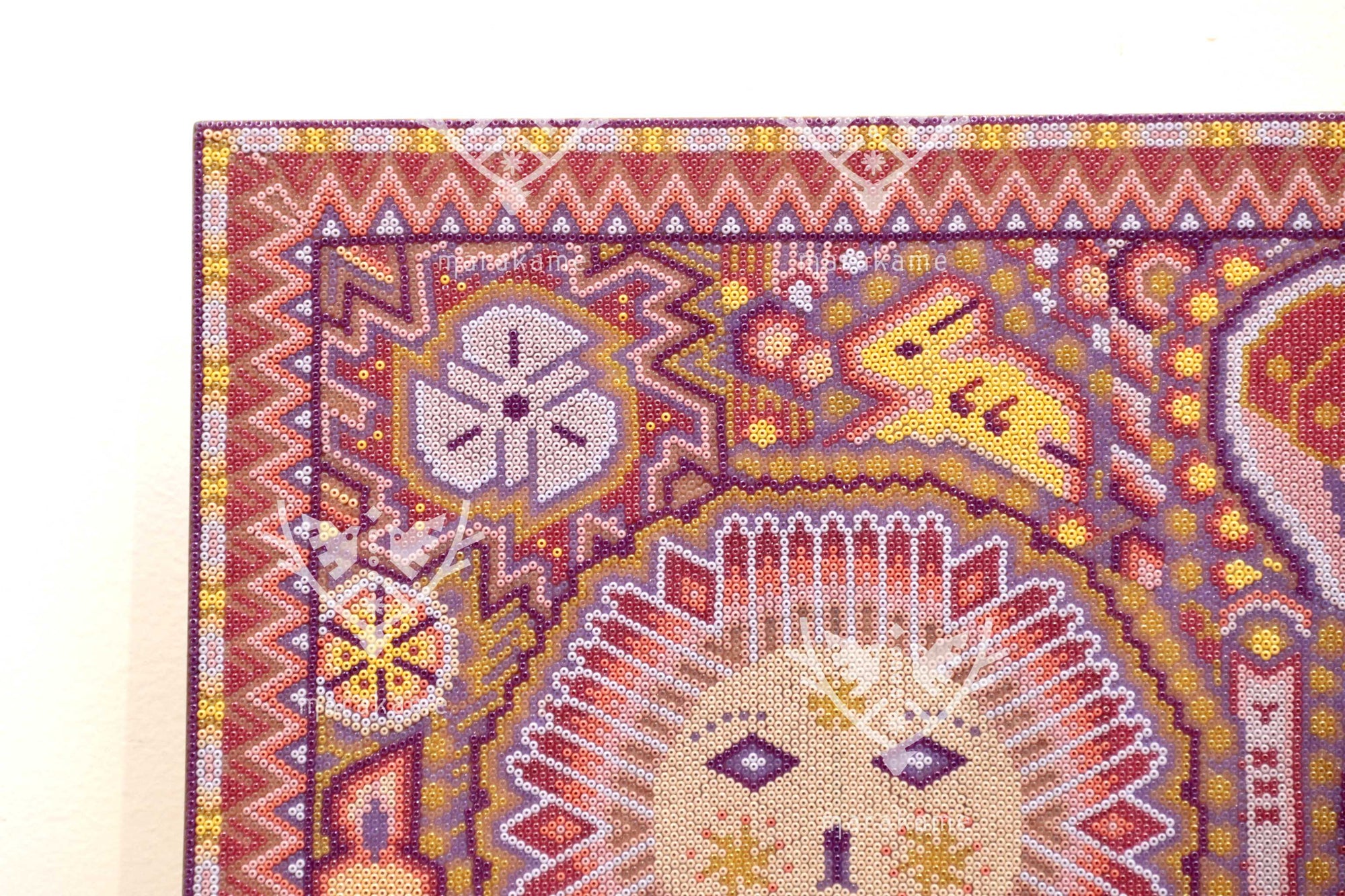 Nierika de Chaquira Cuadro Huichol - Niwetsika nuiwarieya - El nacimiento del maíz - 80 x 80 cm.