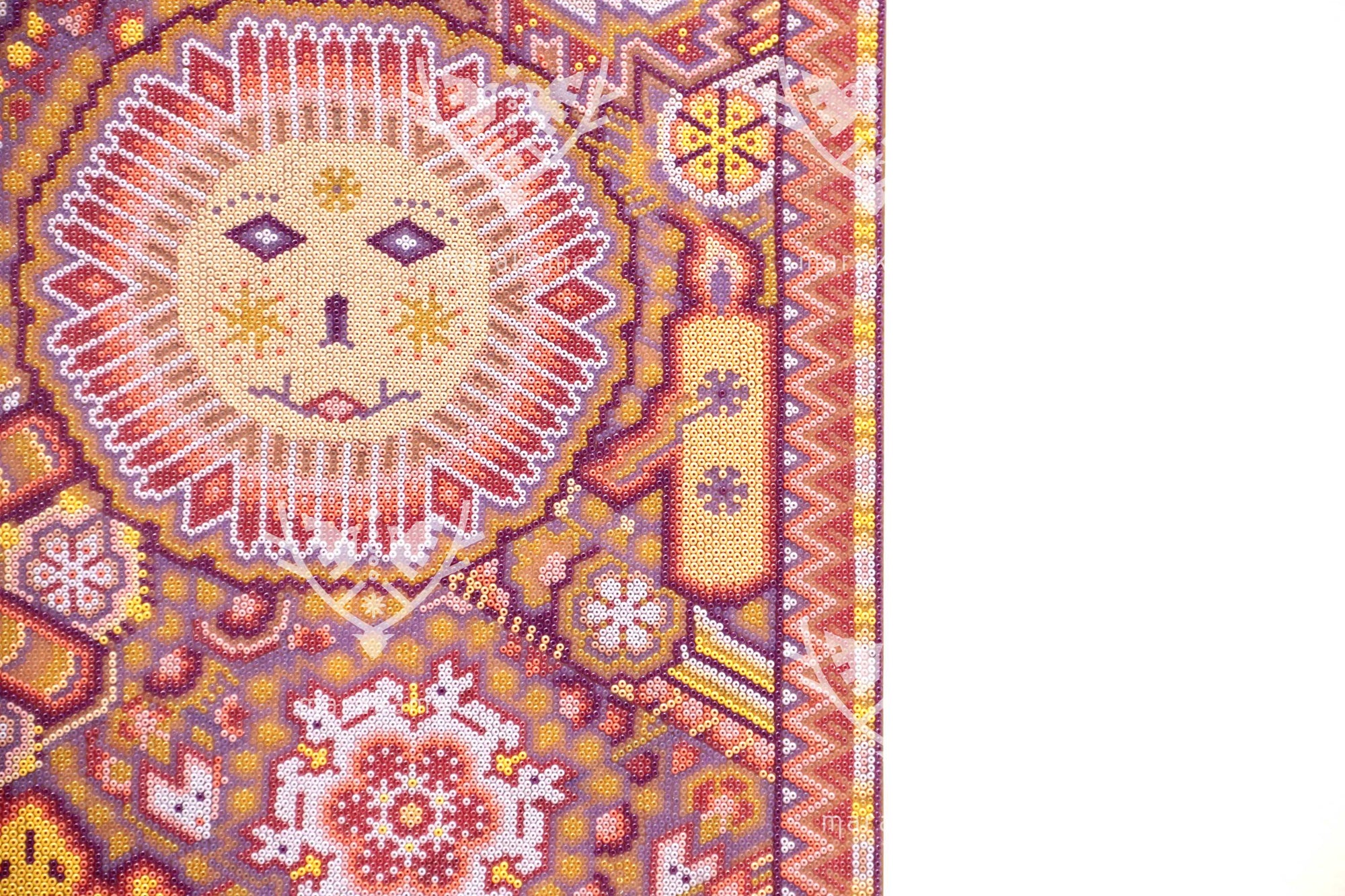 Nierika de Chaquira Cuadro Huichol - Niwetsika nuiwarieya - El nacimiento del maíz - 80 x 80 cm.