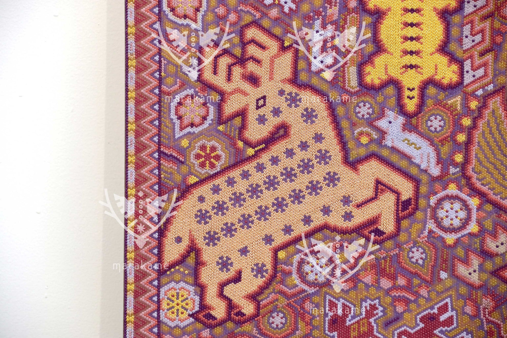 Nierika de Chaquira Cuadro Huichol - Niwetsika nuiwarieya - El nacimiento del maíz - 80 x 80 cm.