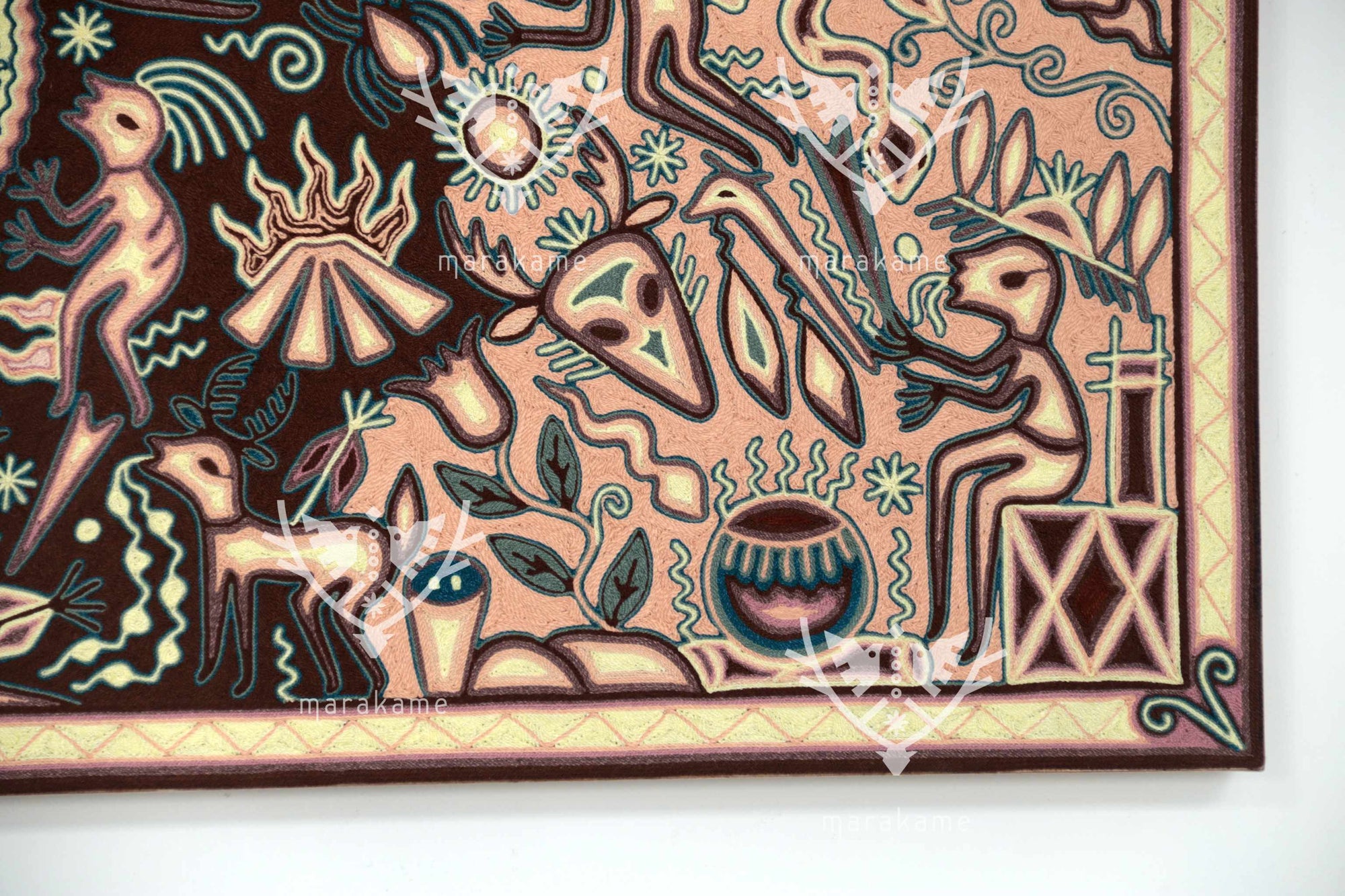 Nierika de Estambre Cuadro Huichol - Yuimakwaxa - Ceremonia del elote - 150 x 112 cm. - 2025