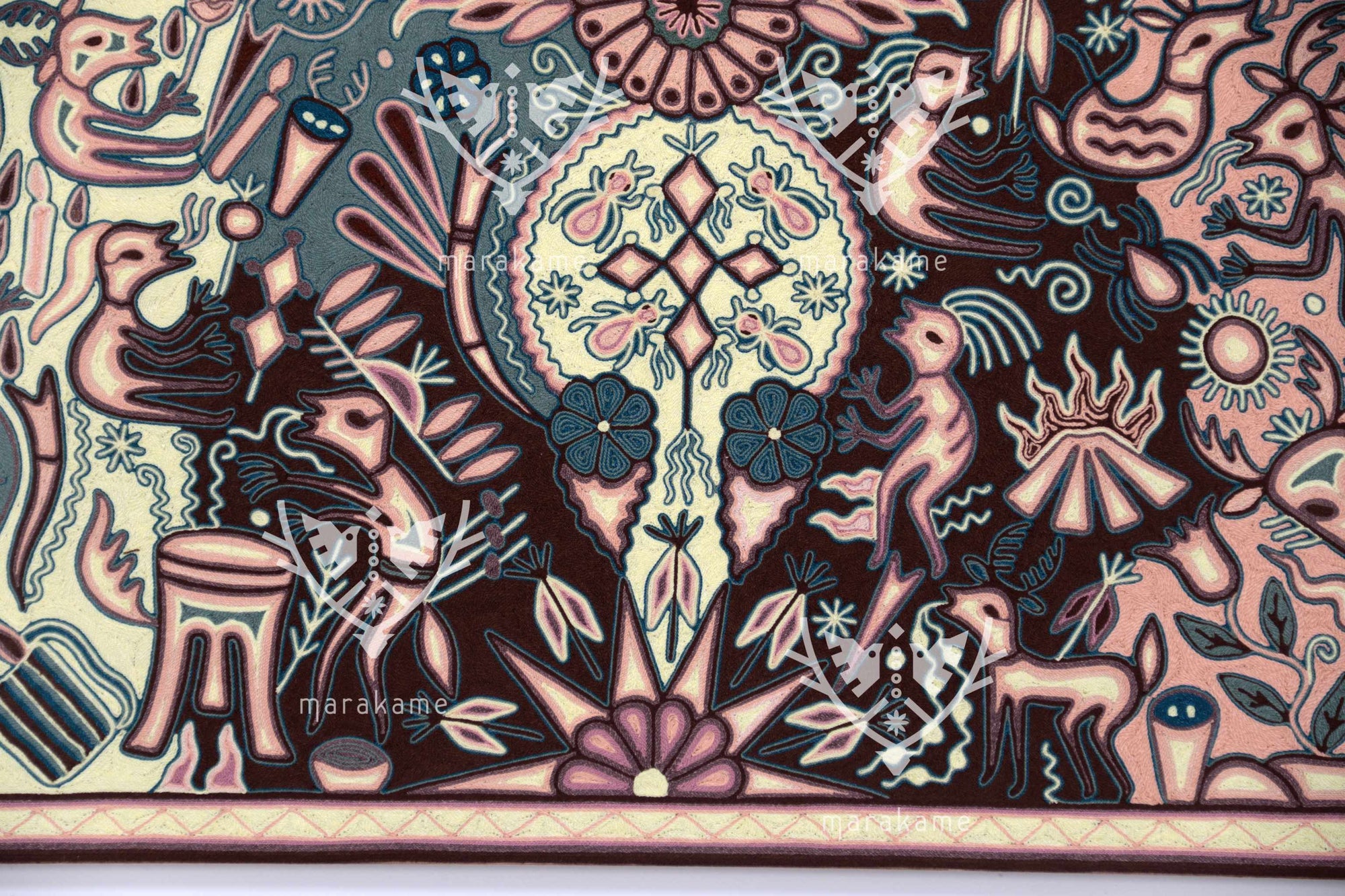 Nierika de Estambre Cuadro Huichol - Yuimakwaxa - Ceremonia del elote - 150 x 112 cm. - 2025