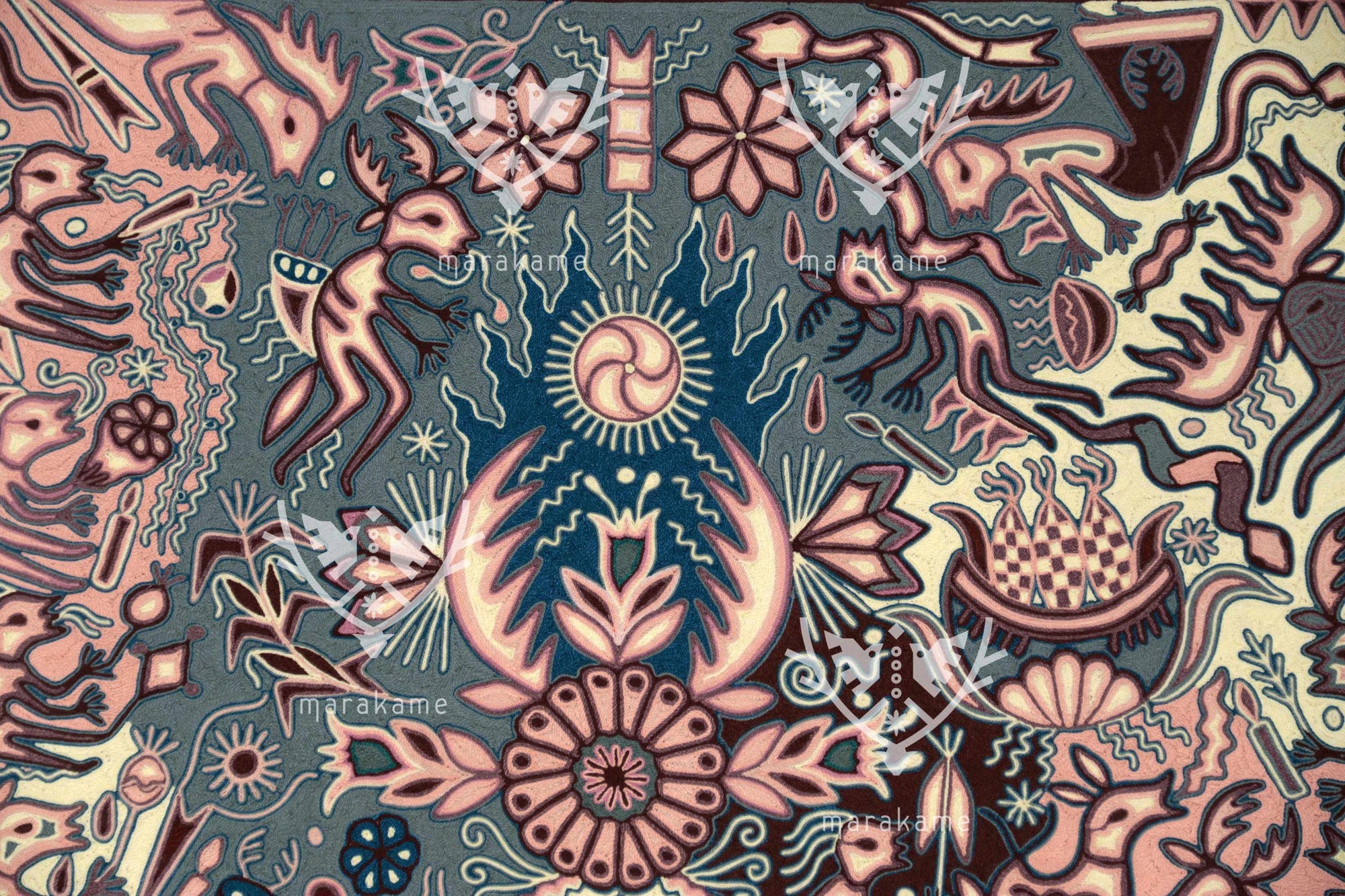 Nierika de Estambre Cuadro Huichol - Yuimakwaxa - Ceremonia del elote - 150 x 112 cm. - 2025