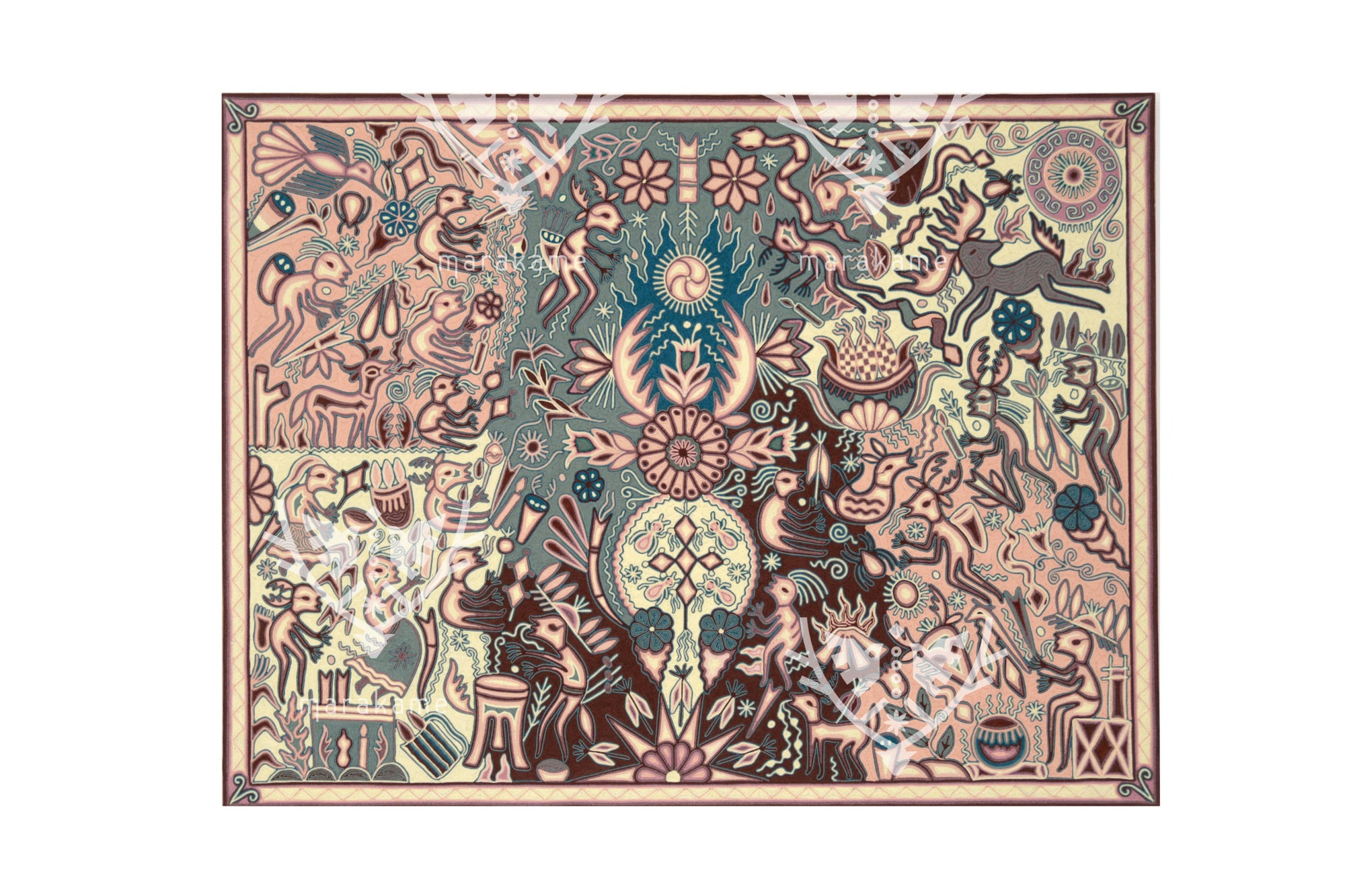 Nierika de Estambre Cuadro Huichol - Yuimakwaxa - Ceremonia del elote - 150 x 112 cm. - 2025