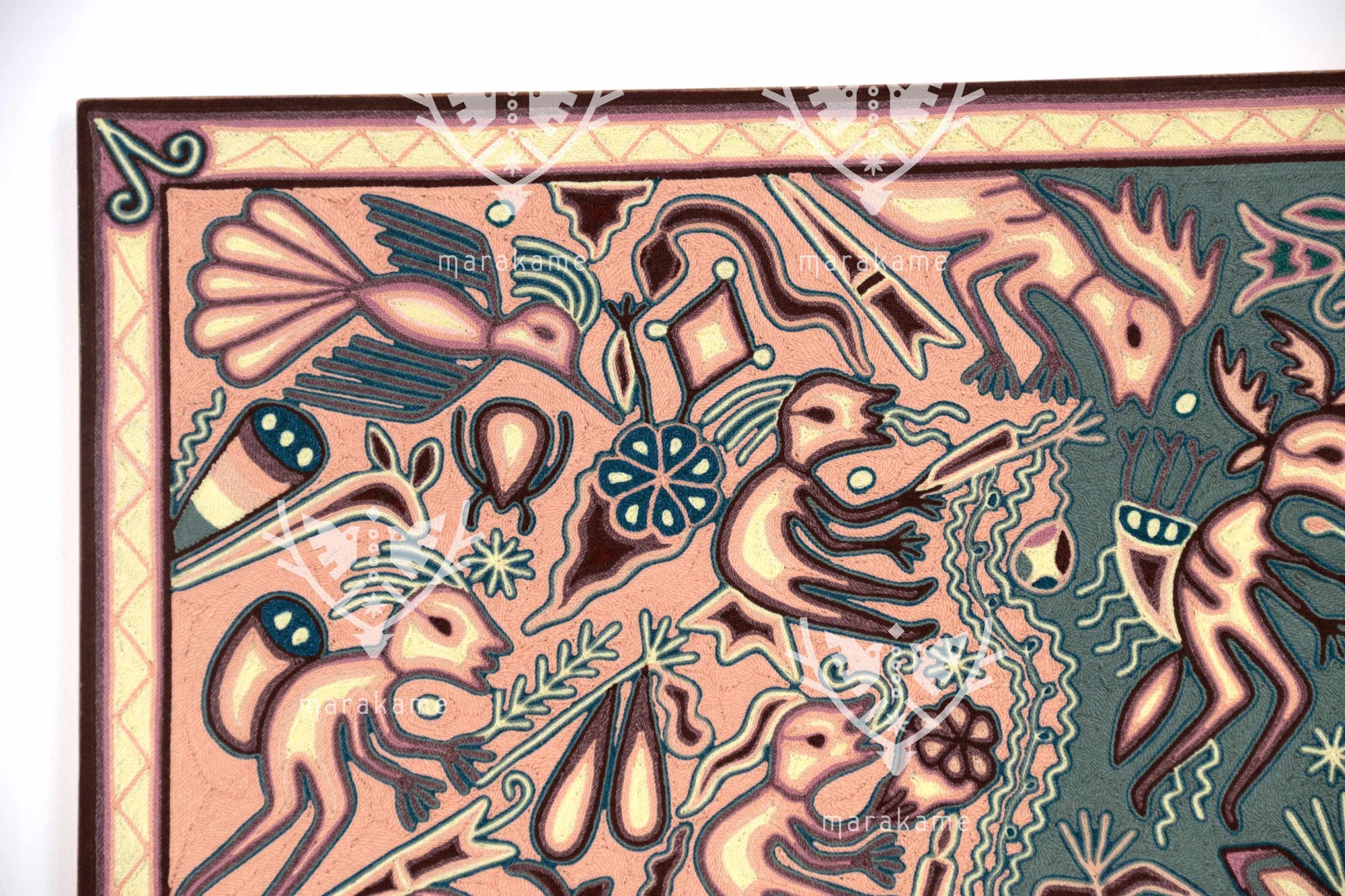 Nierika de Estambre Cuadro Huichol - Yuimakwaxa - Ceremonia del elote - 150 x 112 cm. - 2025