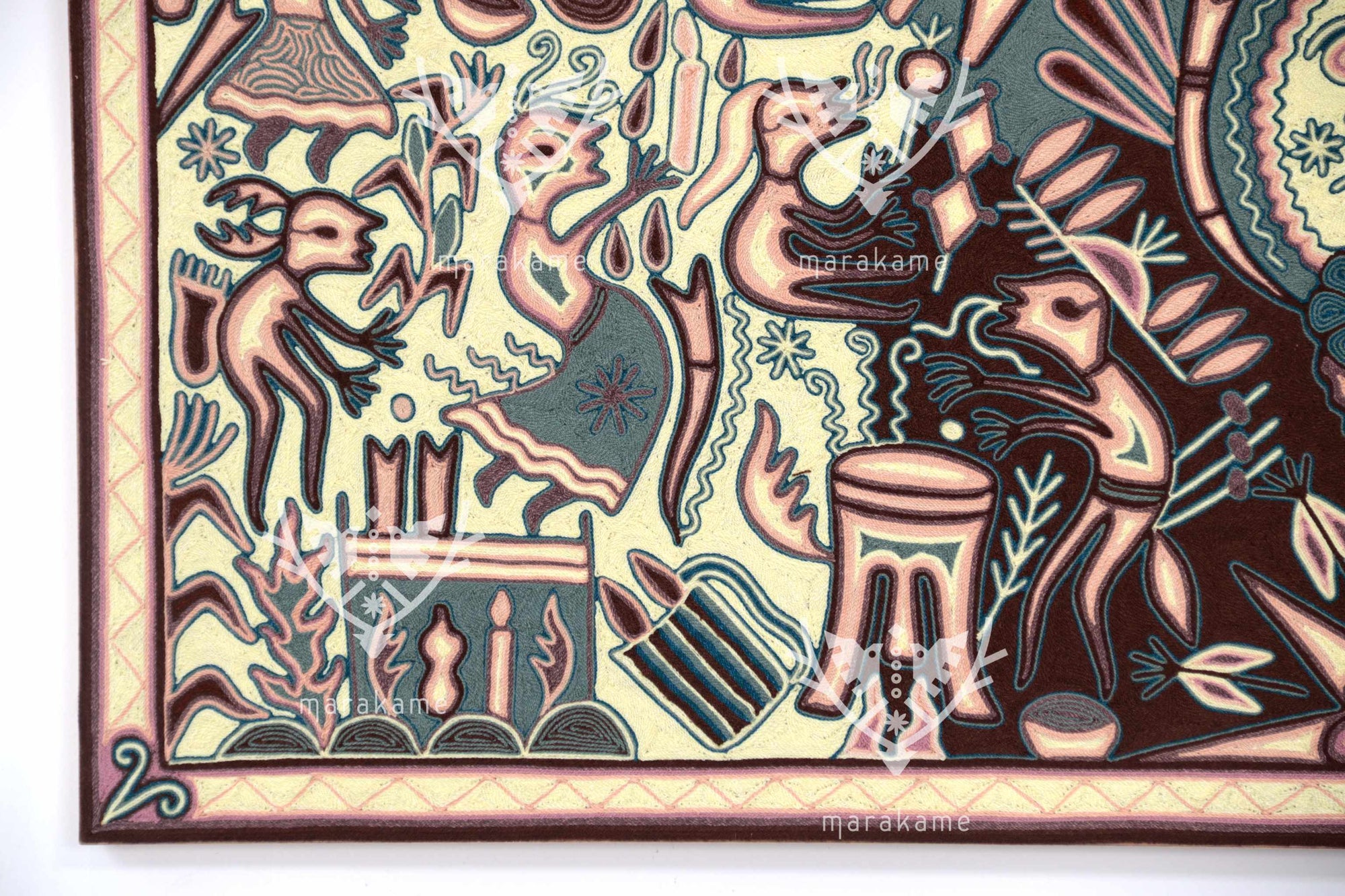 Nierika de Estambre Cuadro Huichol - Yuimakwaxa - Ceremonia del elote - 150 x 112 cm. - 2025