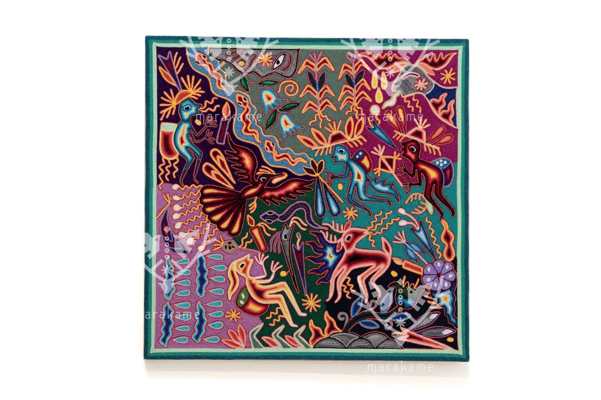 Nierika de Estambre Huichol Gemälde – Mutter Natur – 60 x 60 cm. - 2025