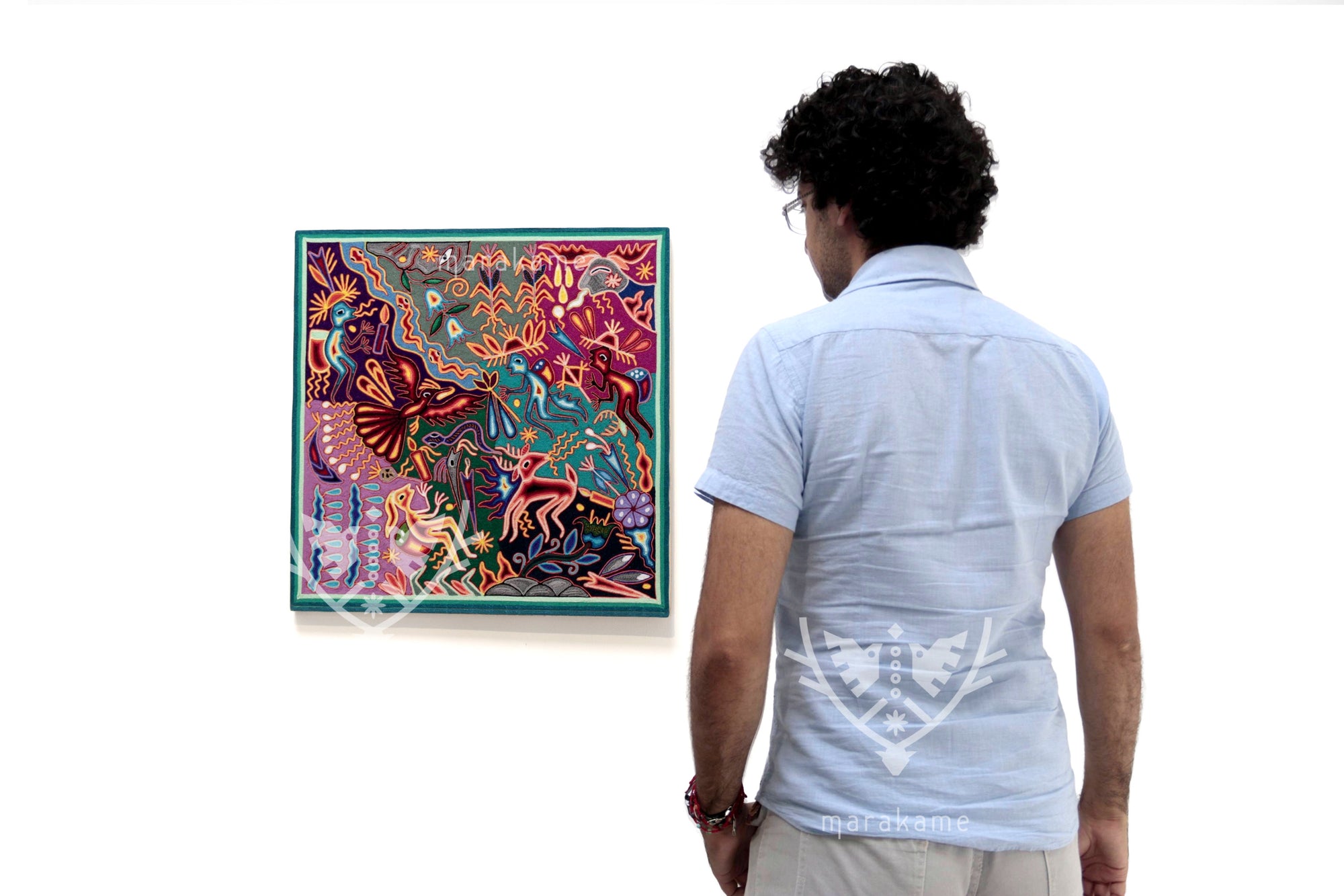 Nierika de Estambre Huichol Gemälde – Mutter Natur – 60 x 60 cm. - 2025