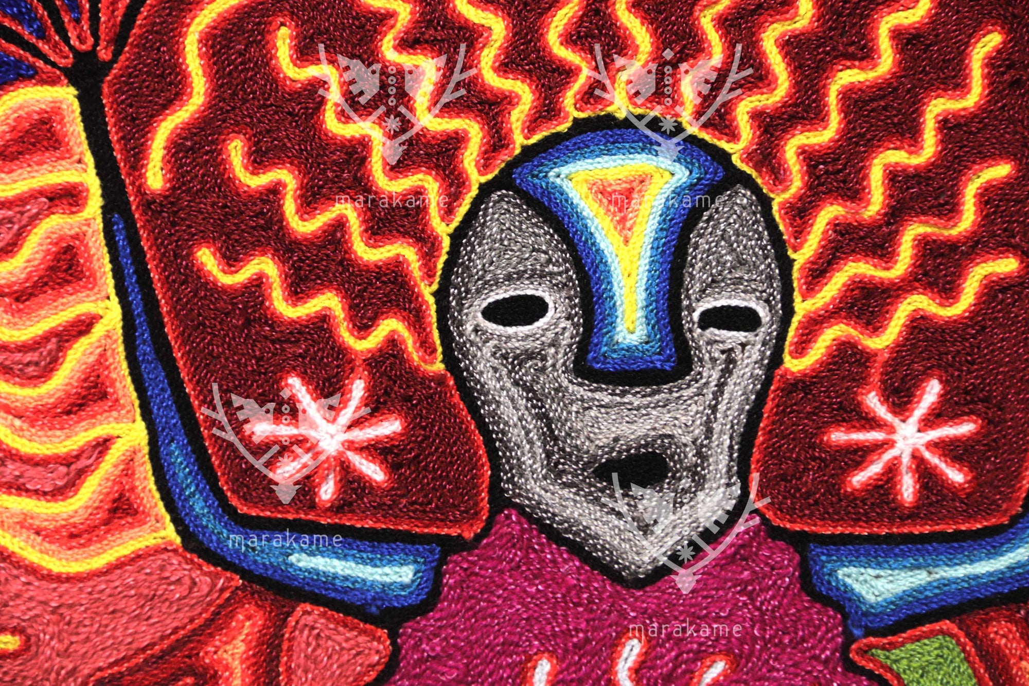 Nierika de Estambre Cuadro Huichol - Tatei Haramara - 60 x 60 cm. - 2025
