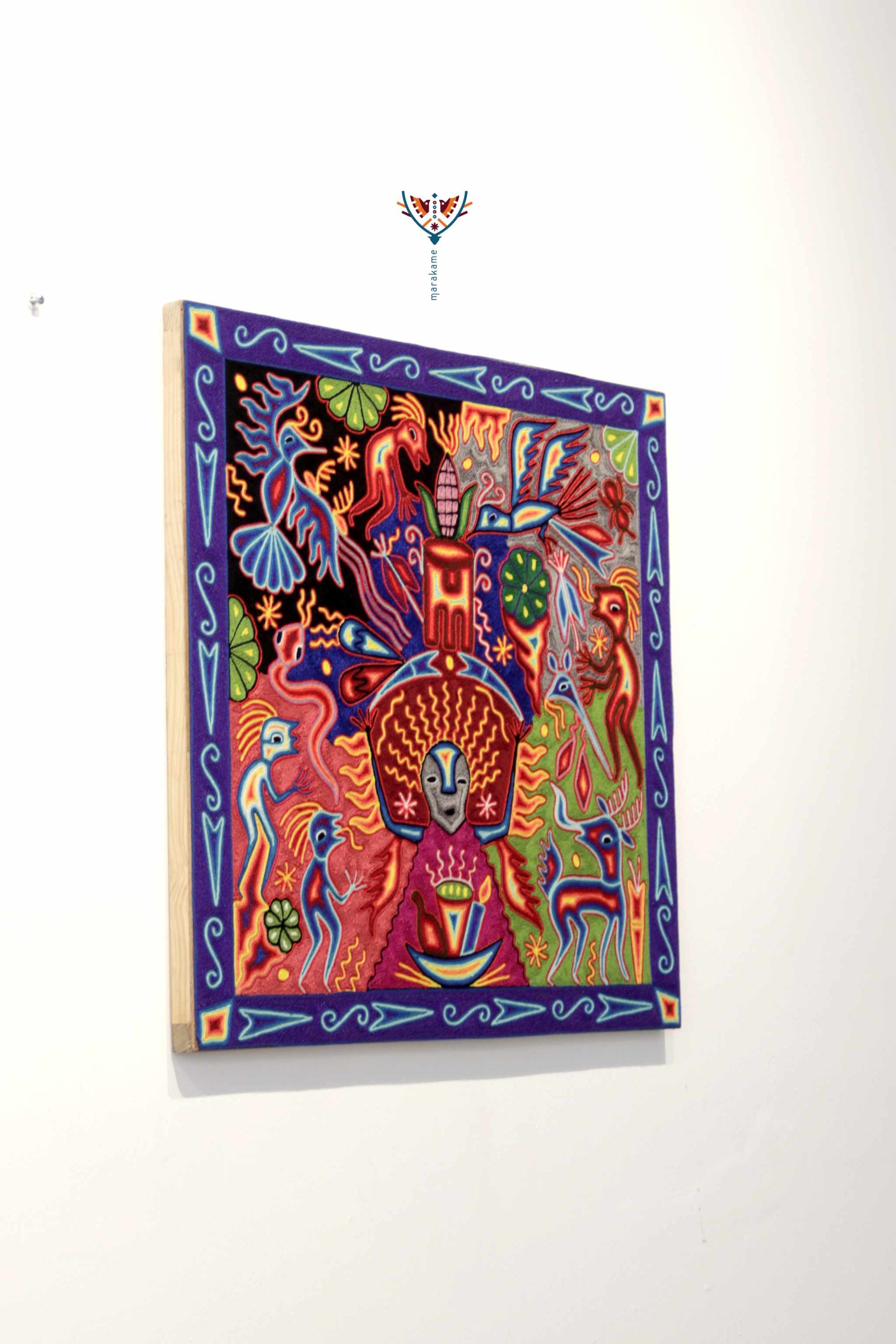 Nierika de Estambre Cuadro Huichol - Tatei Haramara - 60 x 60 cm. - 2025