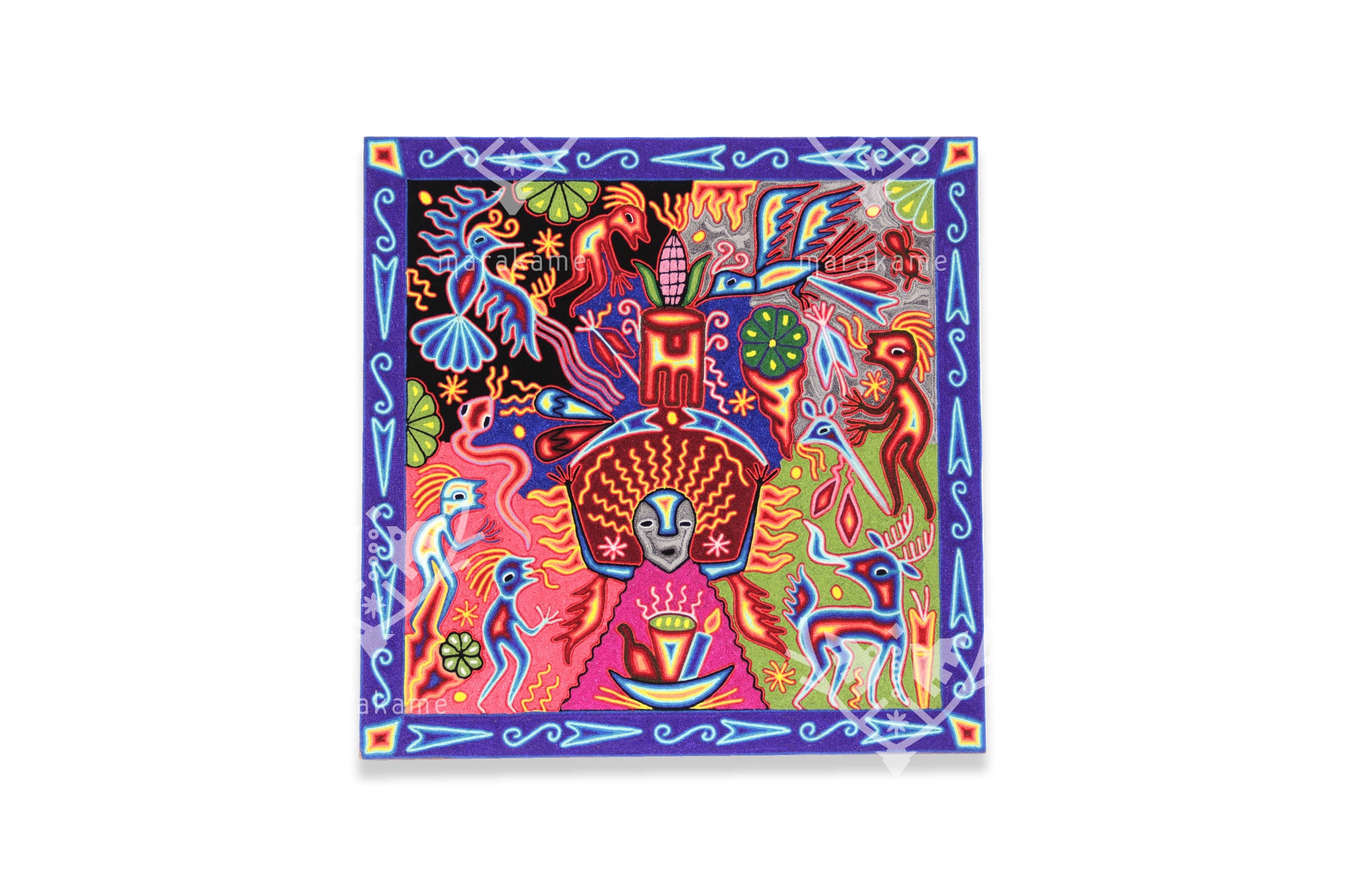 Nierika de Estambre Cuadro Huichol - Tatei Haramara - 60 x 60 cm. - 2025