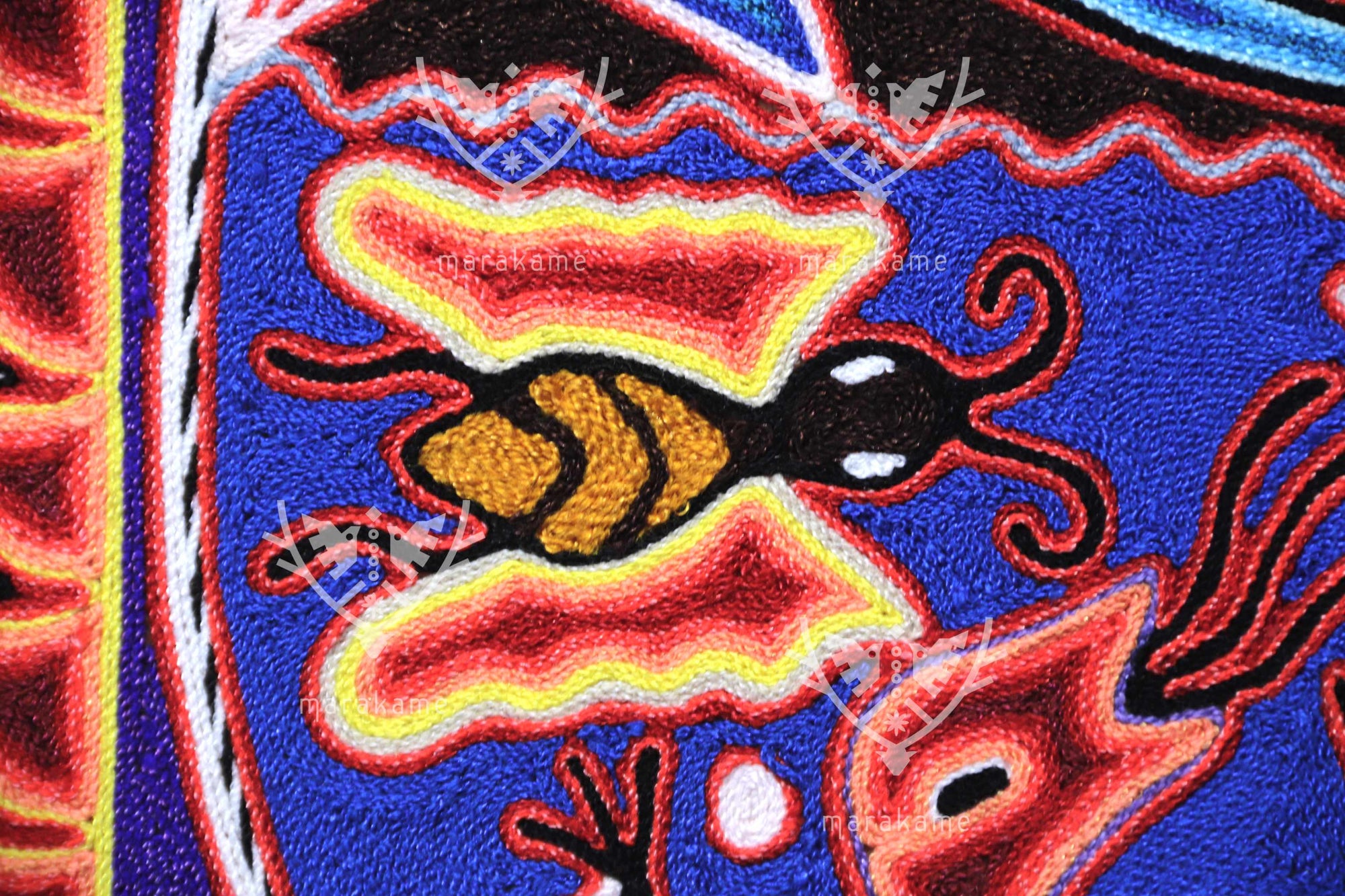 Nierika de Estambre Cuadro Huichol - El abuelo fuego - 60 x 60 cm. - 2025