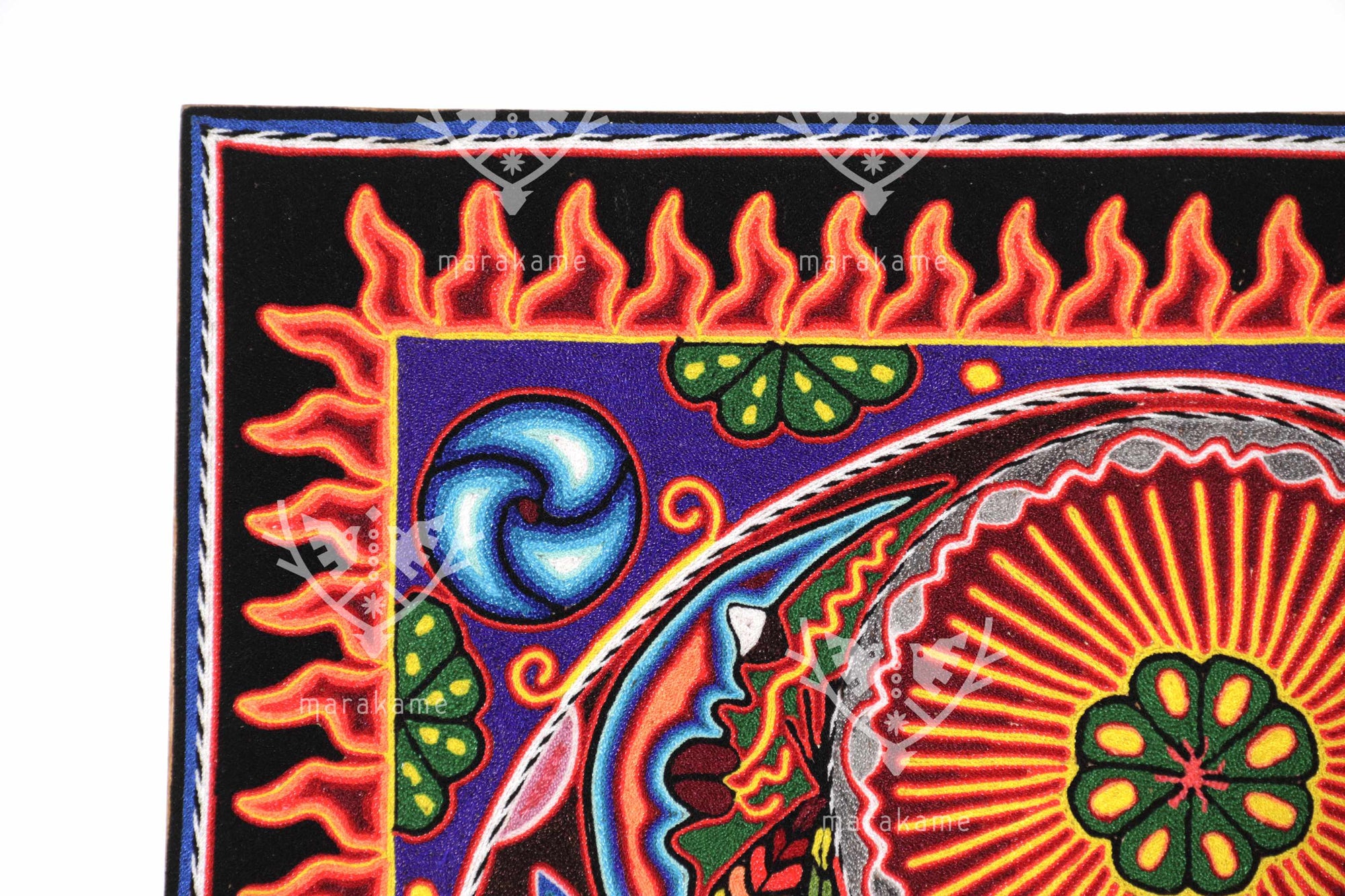 Nierika de Estambre Cuadro Huichol - El abuelo fuego - 60 x 60 cm. - 2025