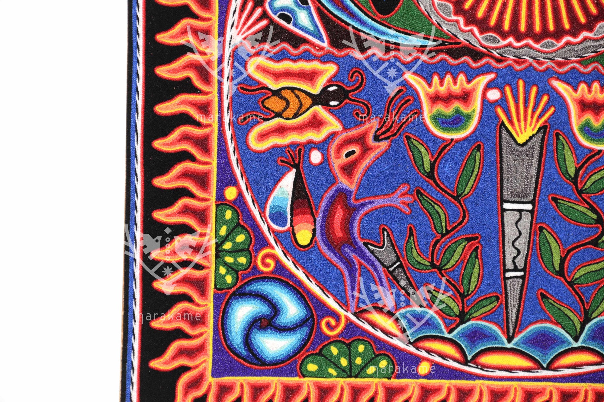 Nierika de Estambre Cuadro Huichol - El abuelo fuego - 60 x 60 cm. - 2025