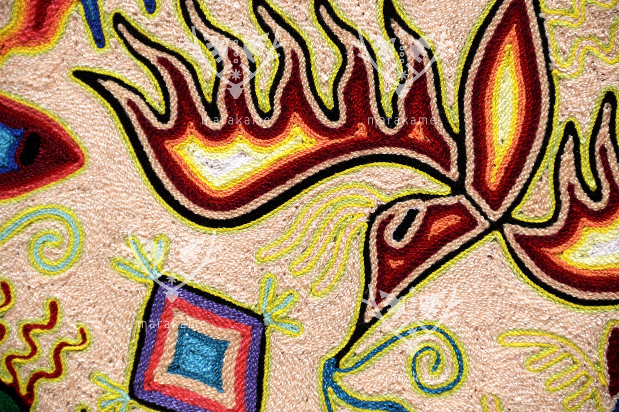 Nierika de Estambre Círculo Huichol - El camino del venado al nierika - 120 cm. - 2025