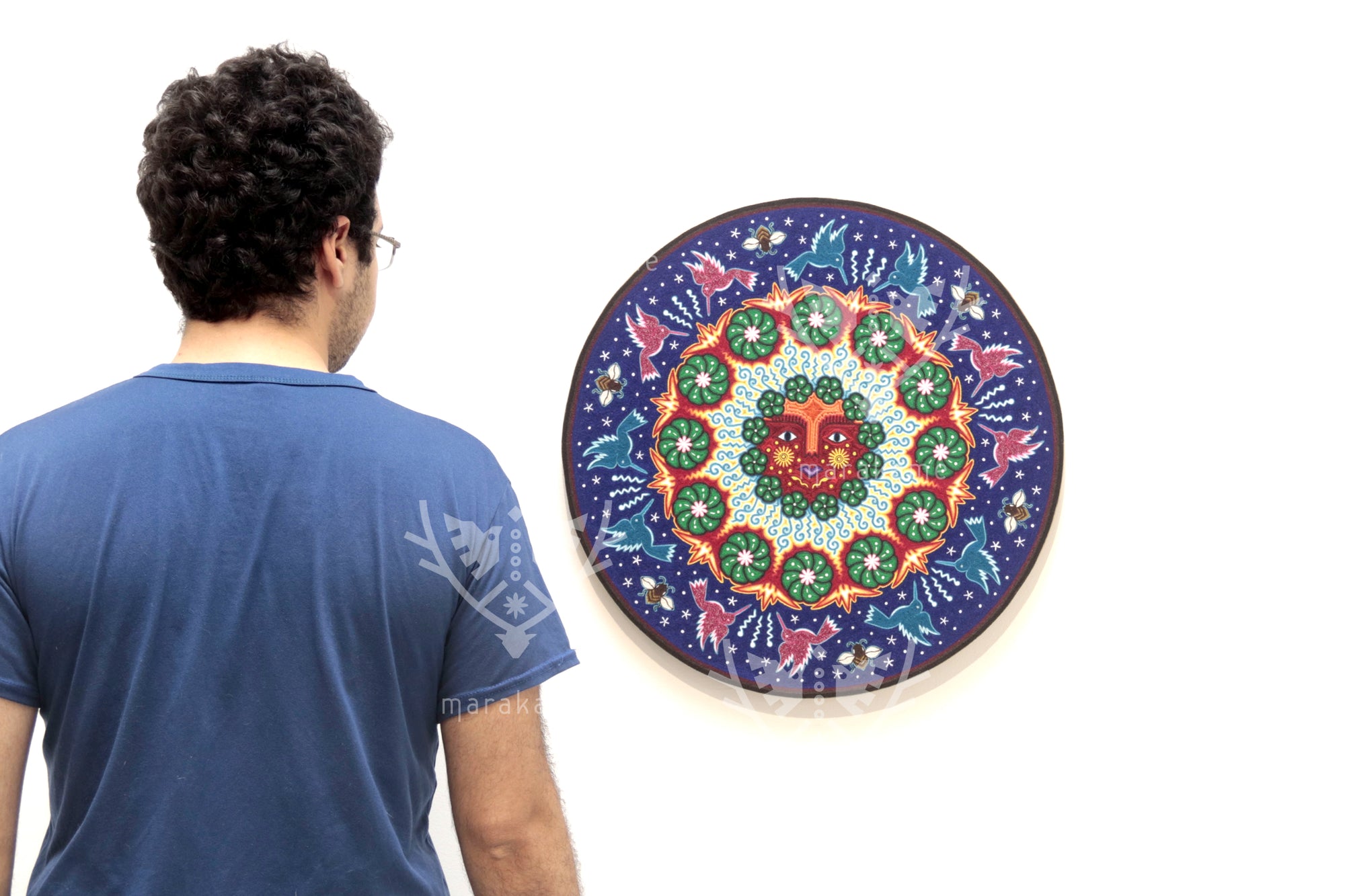 Nierika de Estambre fino Círculo Huichol - Tatéi Yurienaka - Nuestra Madre Tierra - 60 cm.
