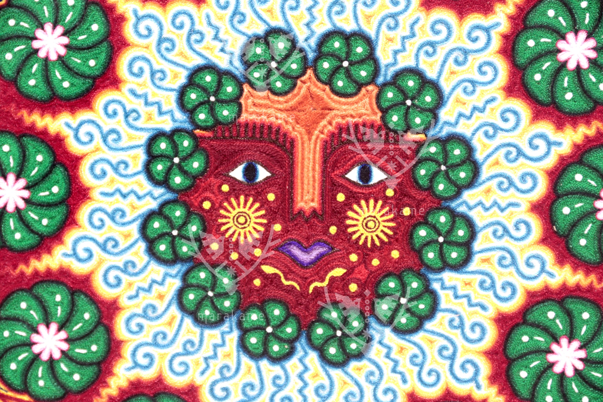 Nierika de Estambre fino Círculo Huichol - Tatéi Yurienaka - Nuestra Madre Tierra - 60 cm.