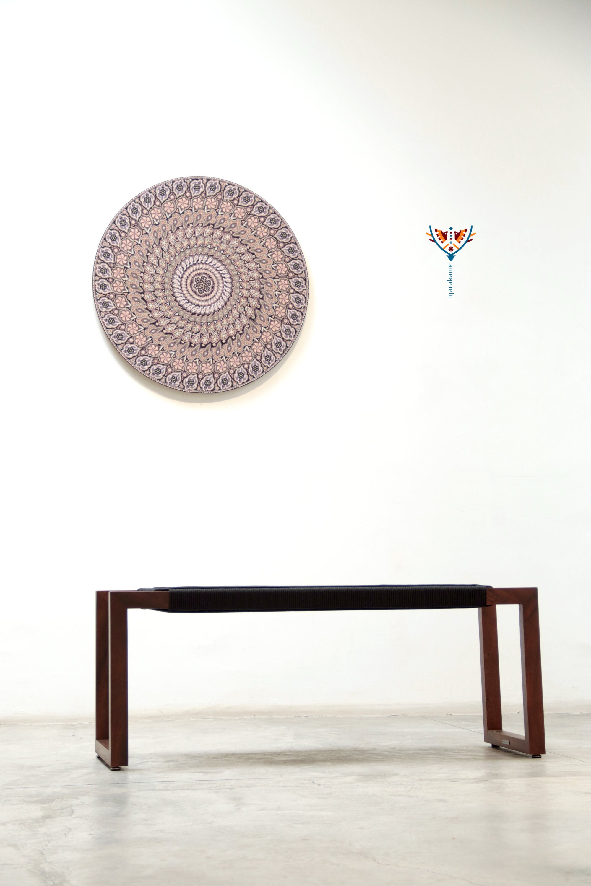 Nierika de Chaquira Círculo Huichol - Flor floreando - Tuutú - 80 cm. 31.4 in.