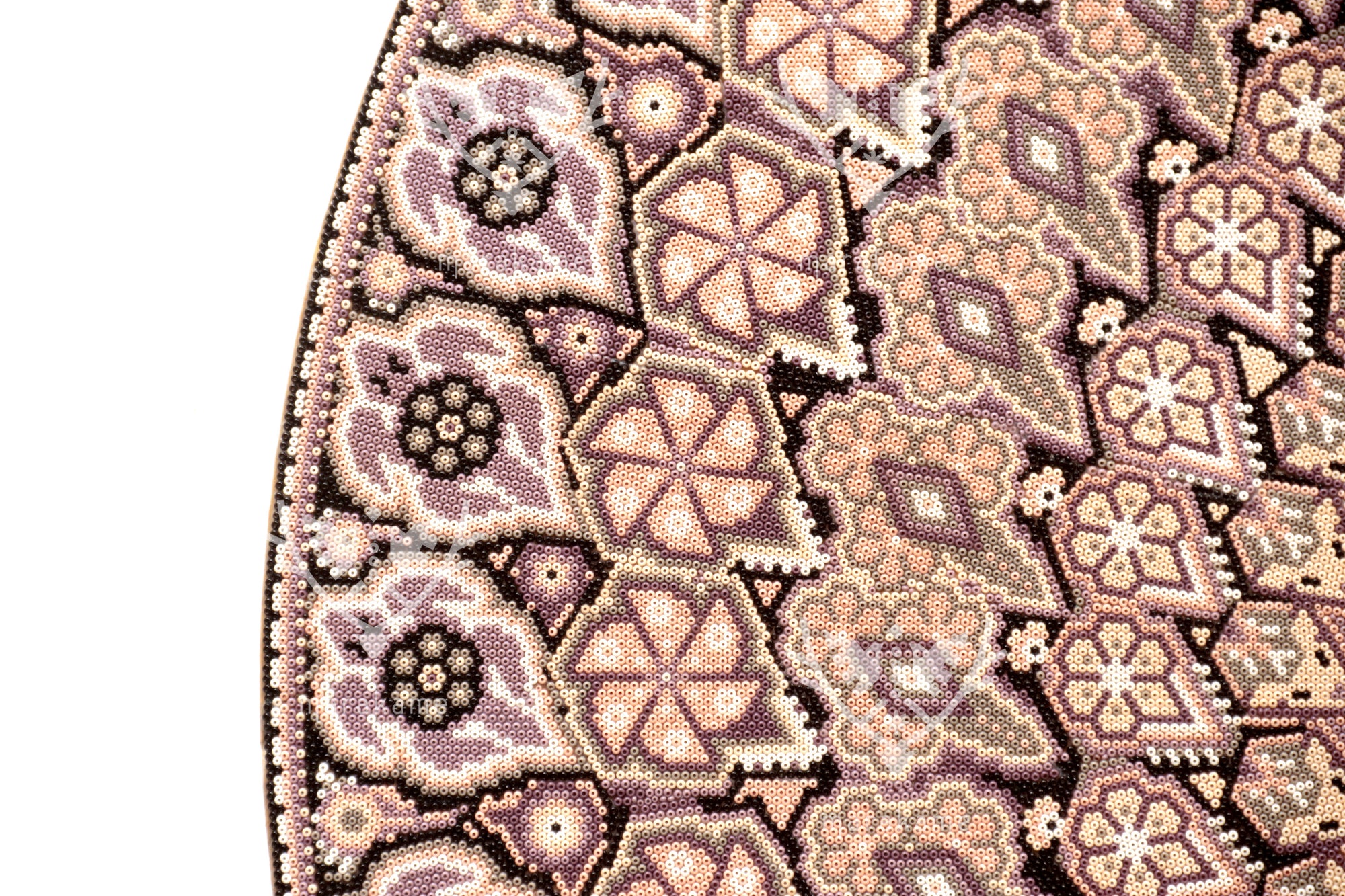 Nierika de Chaquira Círculo Huichol - Flor floreando - Tuutú - 80 cm. 31.4 in.