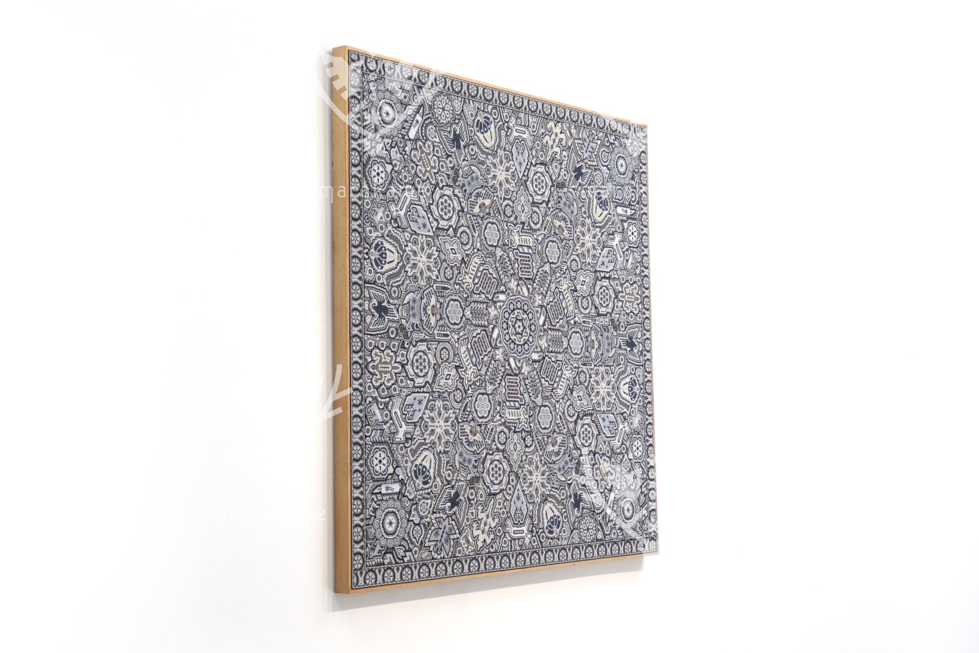 Nierika de Chaquira Huichol Painting - Metzeri Yuawi Neixa - He who dances with the rhythm of the moon - 120 x 120 cm.