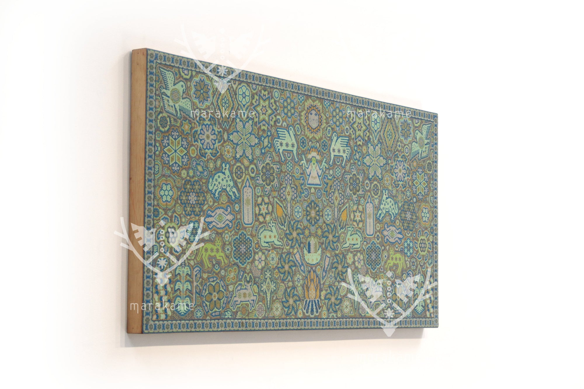 Nierika de Chaquira Huichol Gemälde - Tau Nierika Yeyari - Derjenige, der mit dem Antlitz der Sonne sieht - 120 x 60 cm.