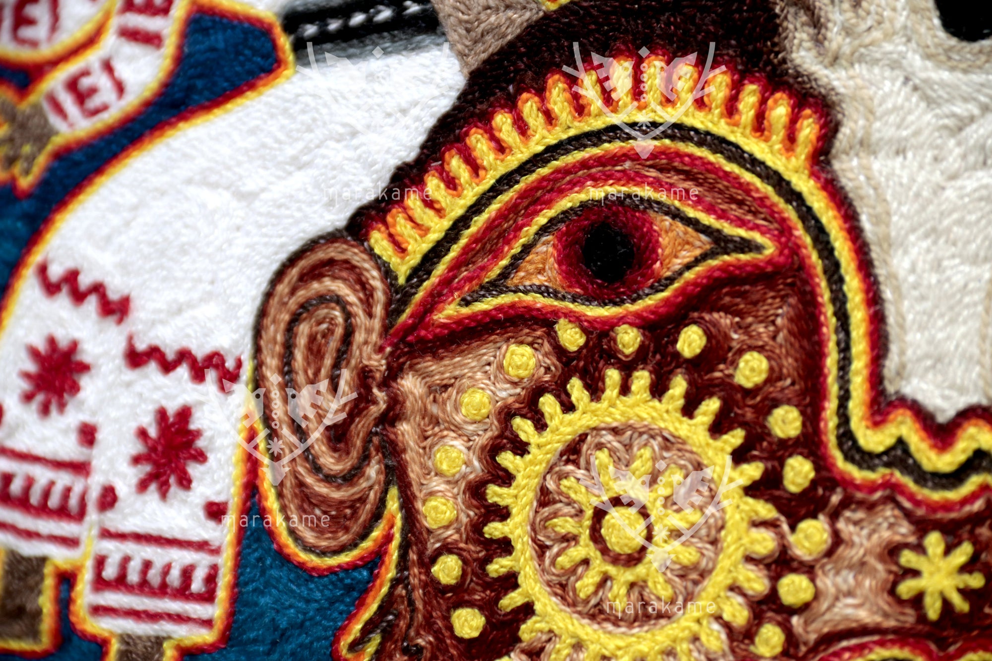 Nierika de Estambre fino Cuadro Huichol - Voz de los Kakaiyari - 30 x 30 cm.