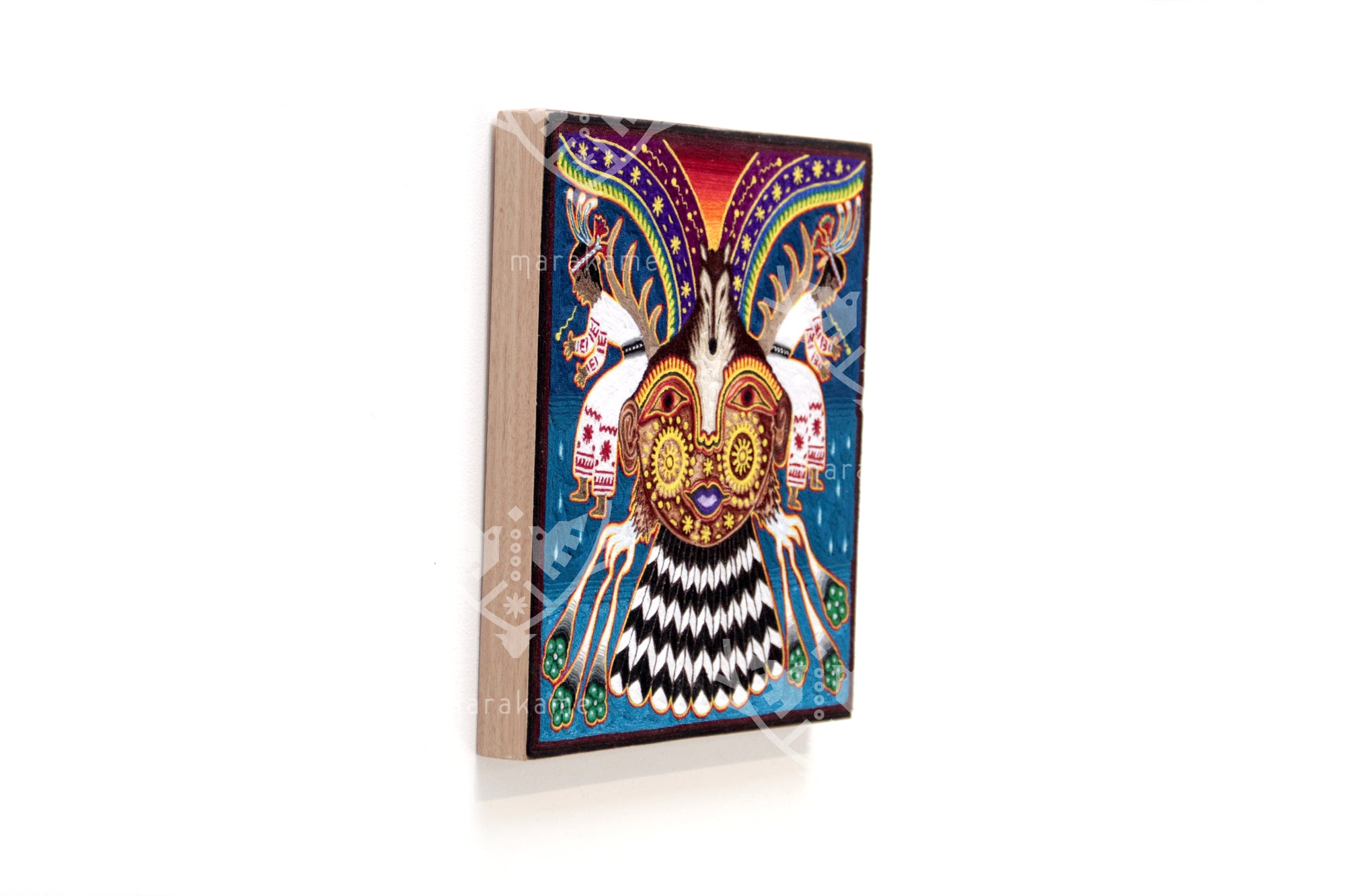 Nierika de Estambre fino Cuadro Huichol - Voz de los Kakaiyari - 30 x 30 cm.
