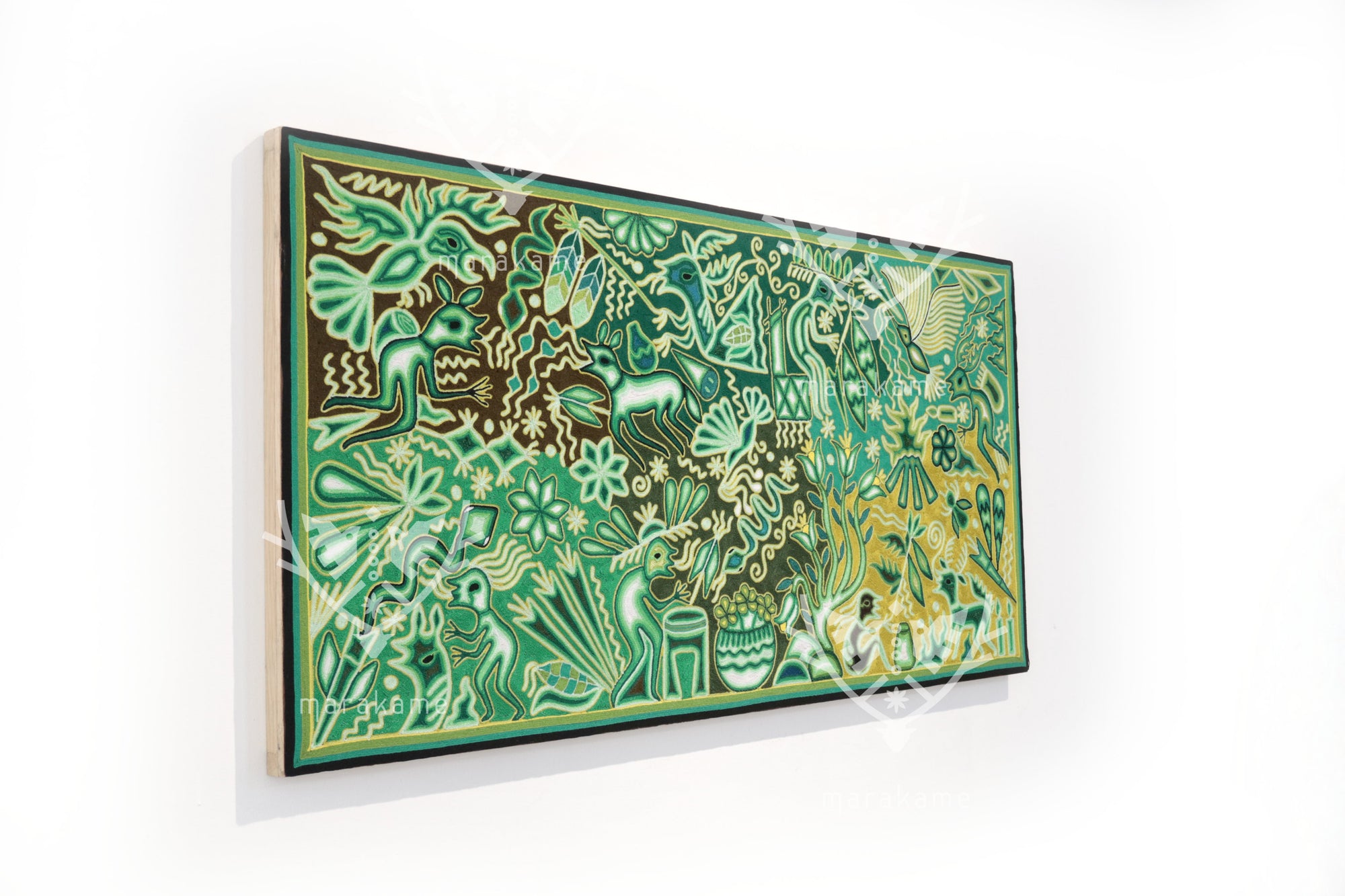 Nierika de Estambre Cuadro Huichol - Tamatsi Kauyumarie - 120 x 60 cm.