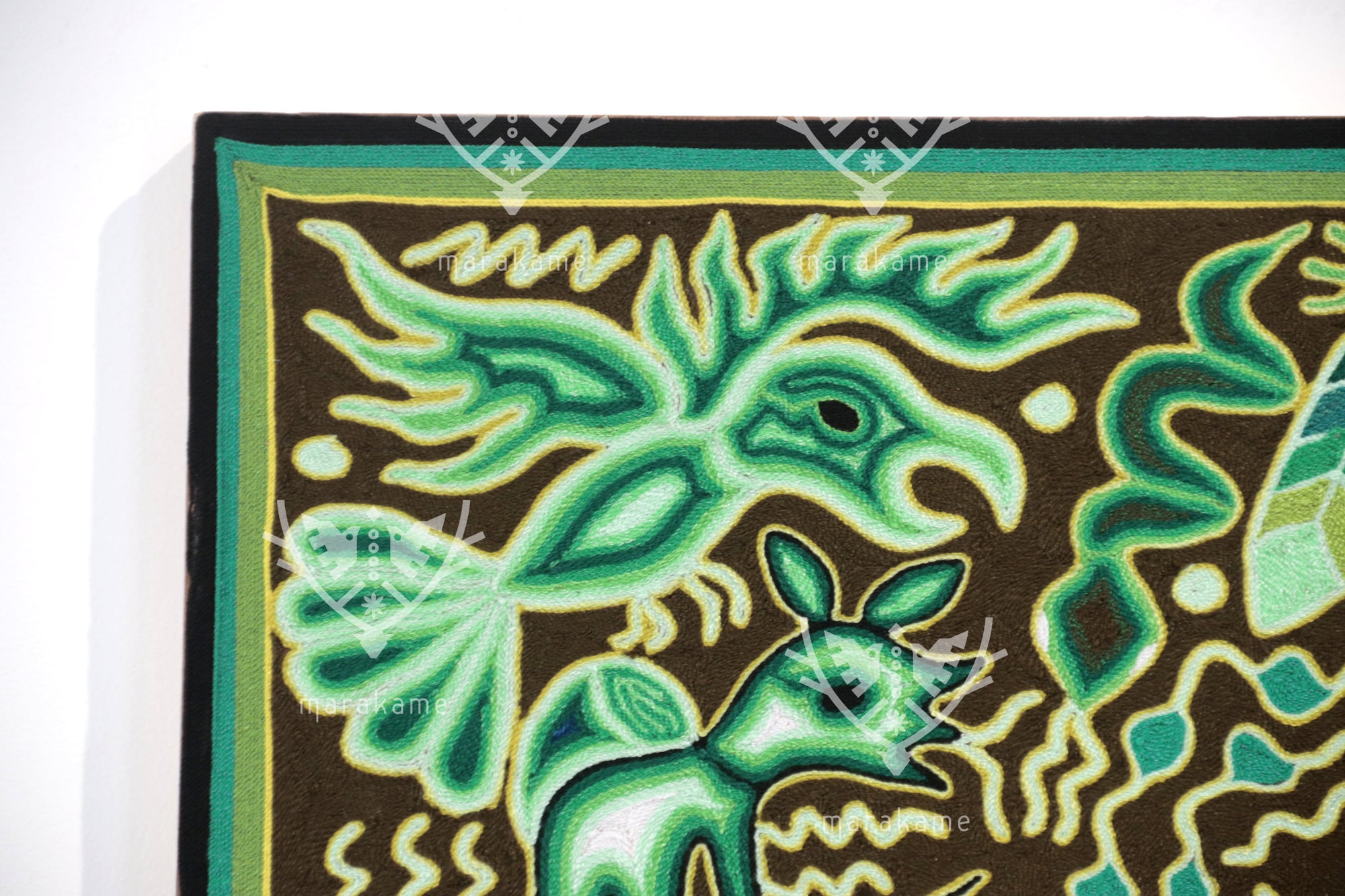 Nierika de Estambre Cuadro Huichol - Tamatsi Kauyumarie - 120 x 60 cm.