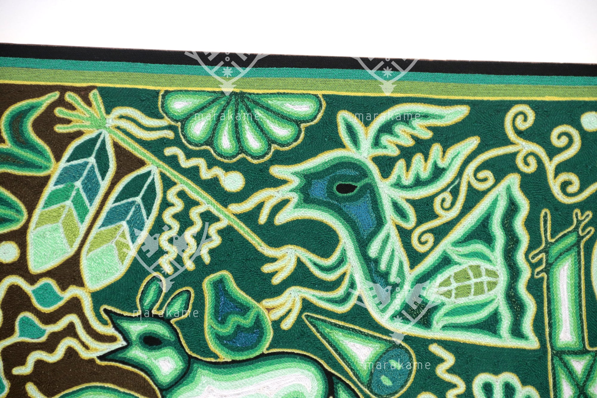 Nierika de Estambre Cuadro Huichol - Tamatsi Kauyumarie - 120 x 60 cm.