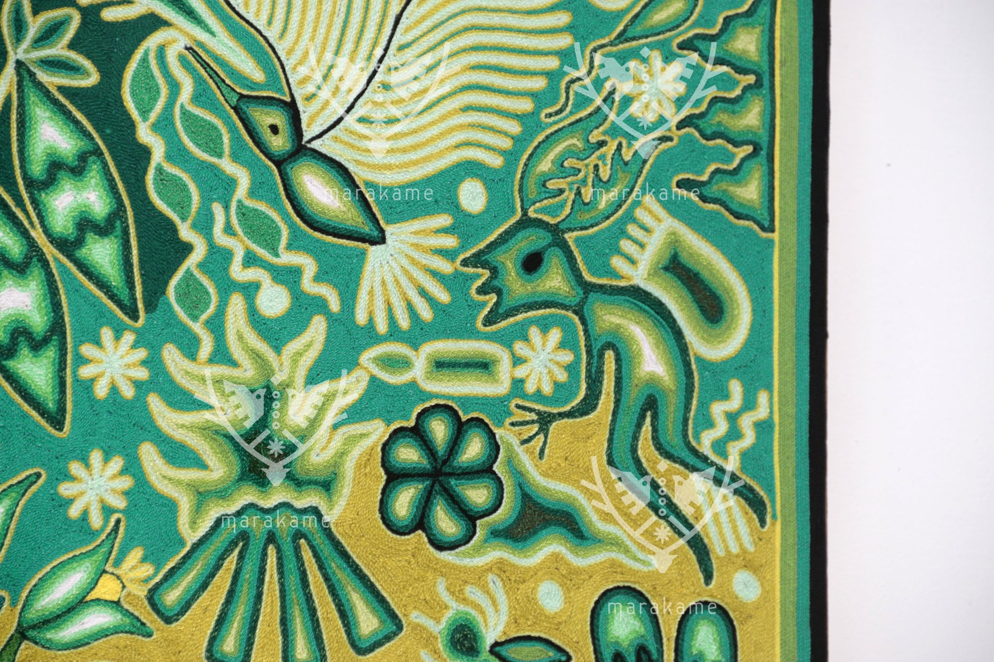 Nierika de Estambre Cuadro Huichol - Tamatsi Kauyumarie - 120 x 60 cm.