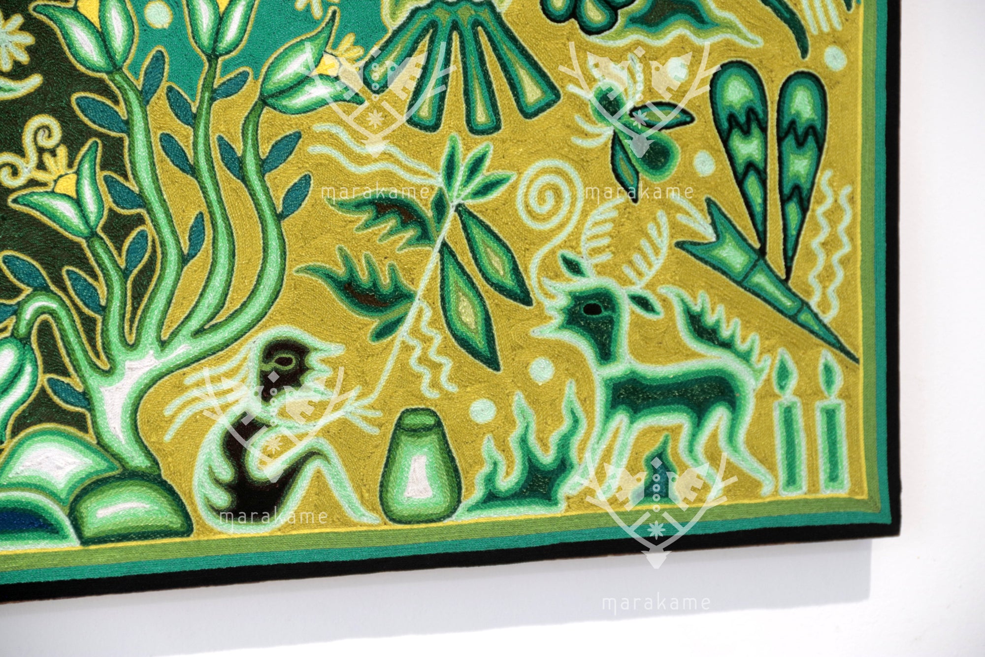 Nierika de Estambre Cuadro Huichol - Tamatsi Kauyumarie - 120 x 60 cm.