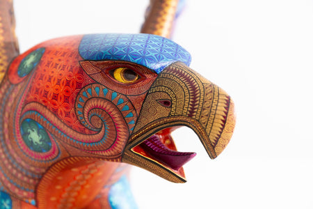 Alebrije - Águila cazadora de conejos - Guuze' - Arte Huichol - Marakame