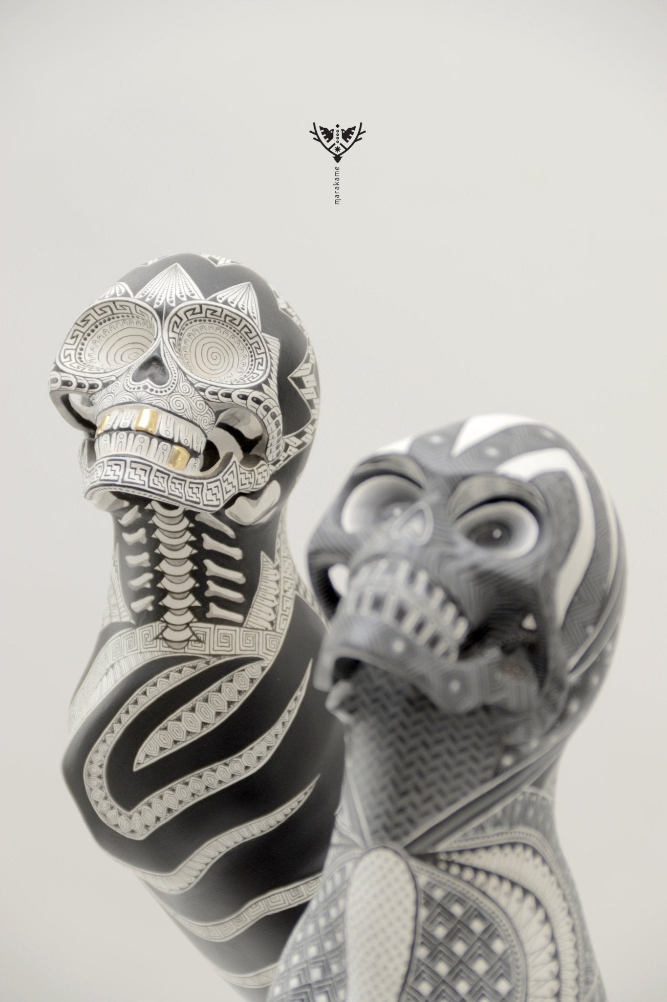 Alebrije - Fusión perro cráneo #2 - Eterno Reposo - Arte Huichol - Marakame