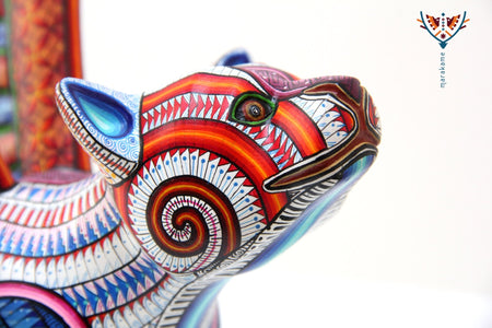 Alebrije – Geflügelter Jaguar Xil – Huichol-Kunst – Marakame