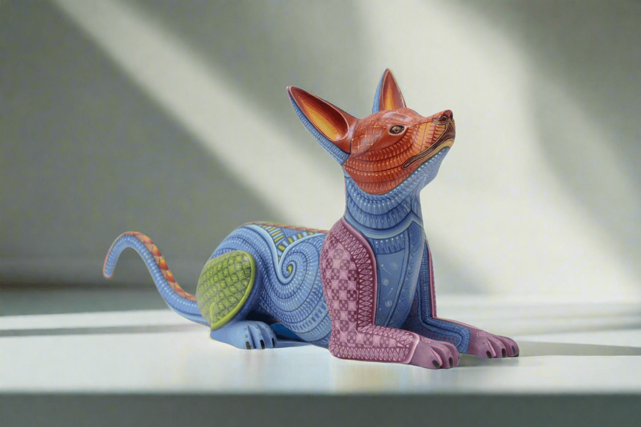 Alebrije - Perro acostado - Arte Huichol - Marakame