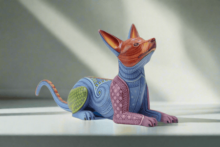 Alebrije - Perro acostado - Arte Huichol - Marakame